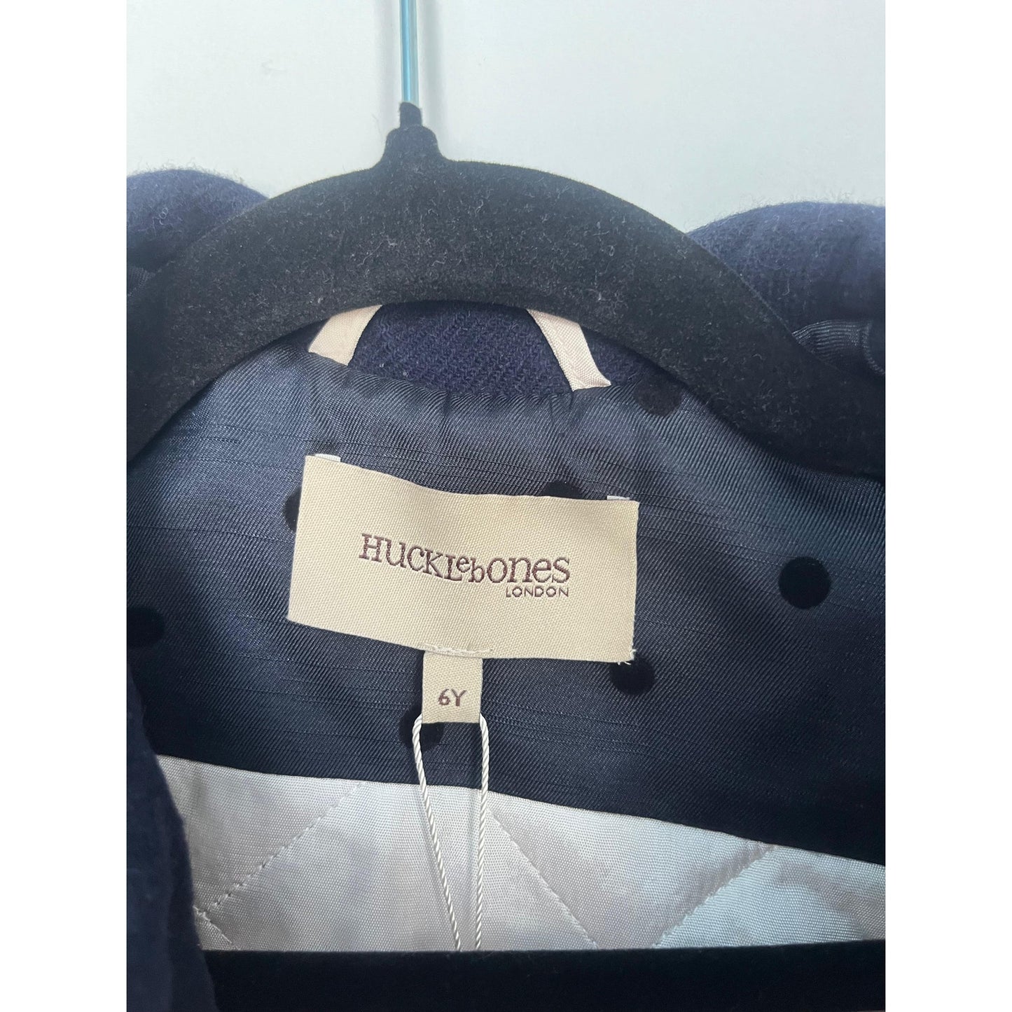 Hucklebones London Girls Cape Coat 6Y Pink Navy Wool Blend NWT Winter Outerwear