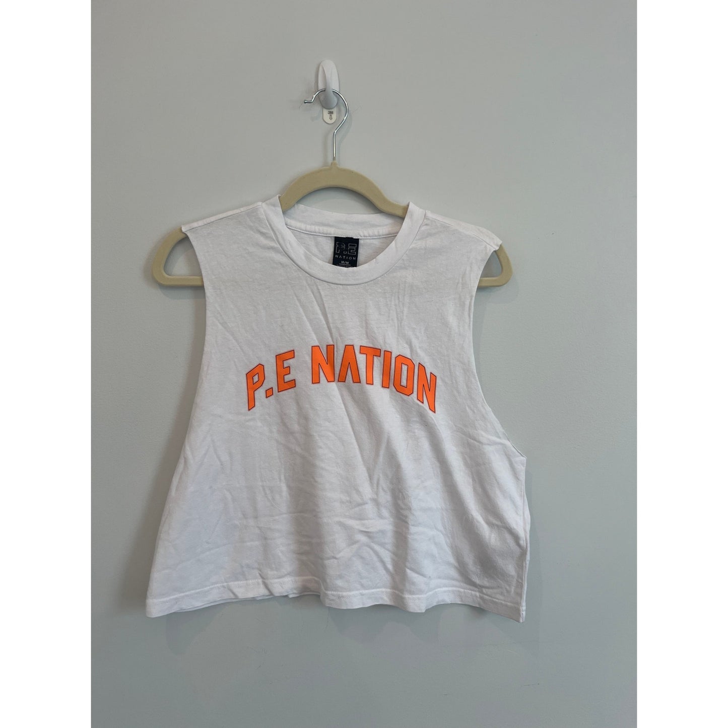 P.E Nation Tank Top Women M White Cropped Sleeveless Athletic Casual Activewear