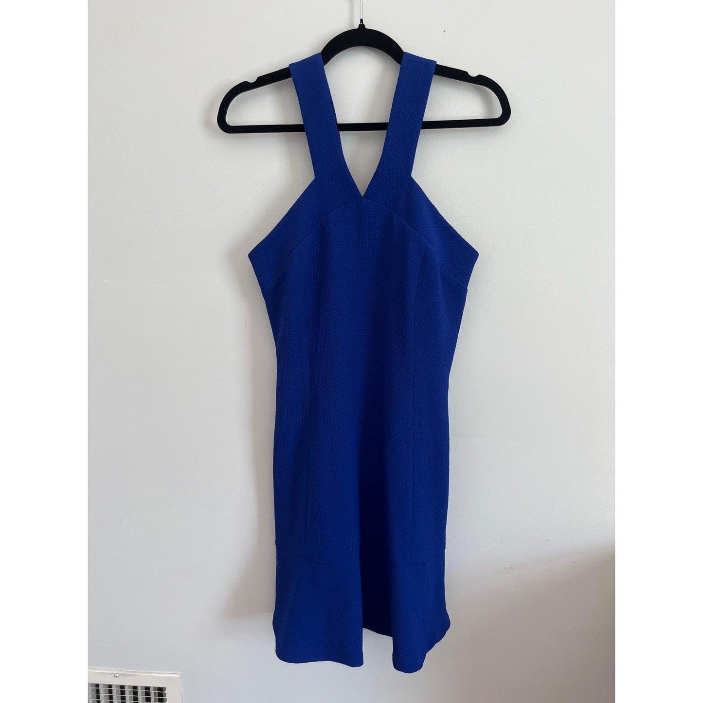Sandro Blue Halter Mini Dress Women Size 3 Textured Sleeveless Partywear