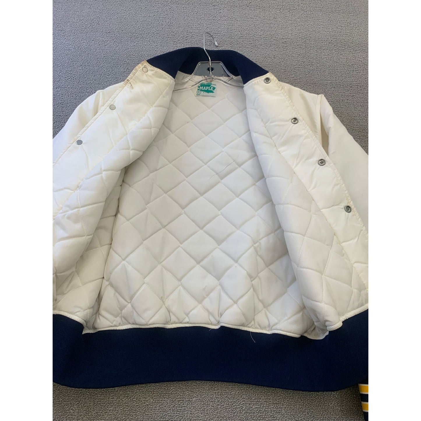 Vintage Maple Men's M White Black Yellow Varsity Jacket Athletic Sportswear