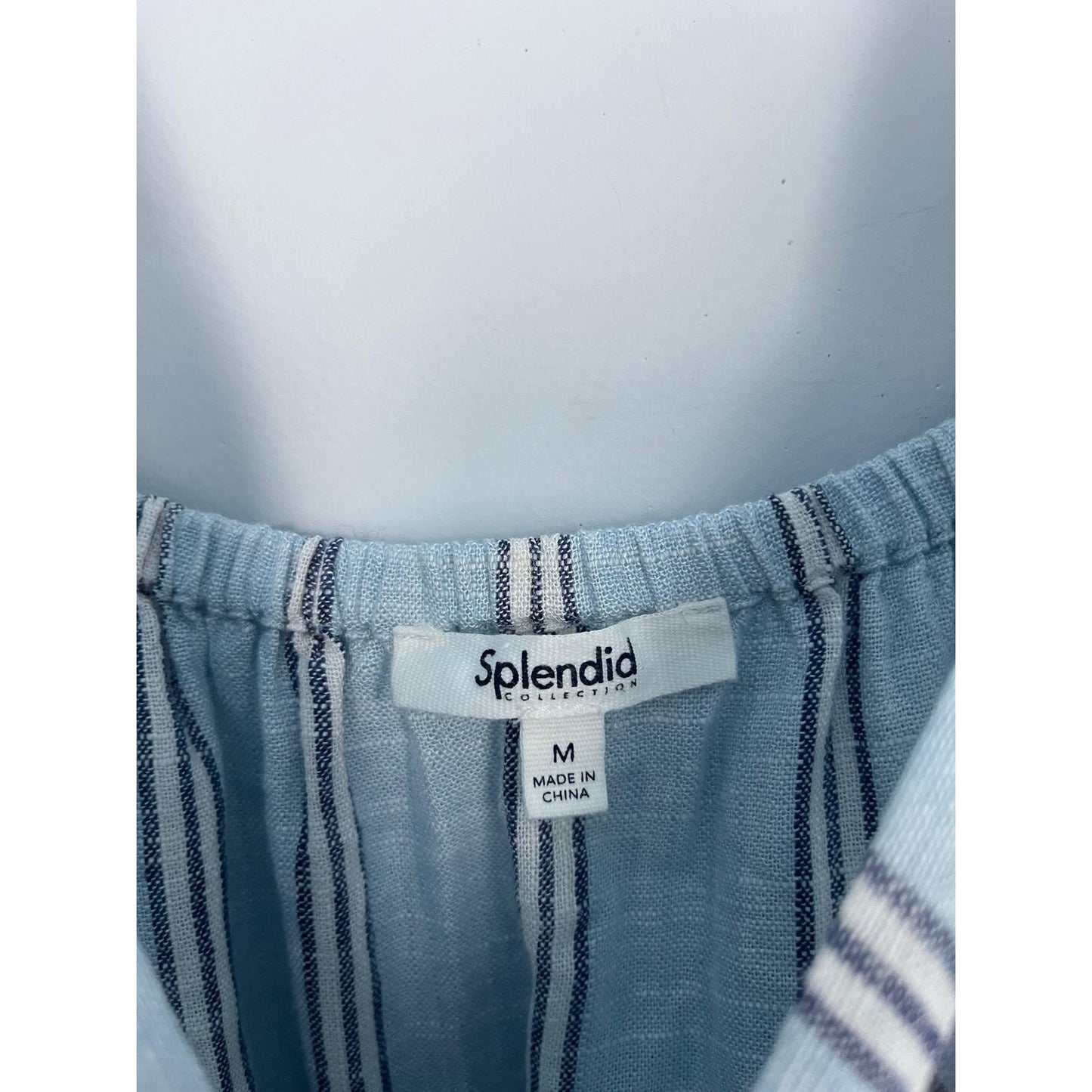 Splendid Striped Jumpsuit Women M Blue White Sleeveless Wide Leg Linen Blend
