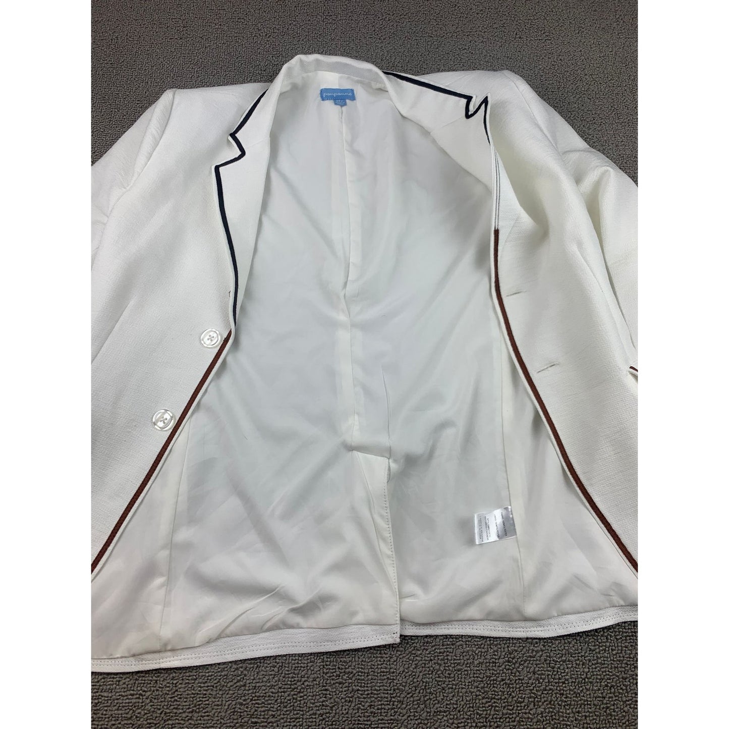Pompomme Girls 14Y White Black Trim Single Button Blazer