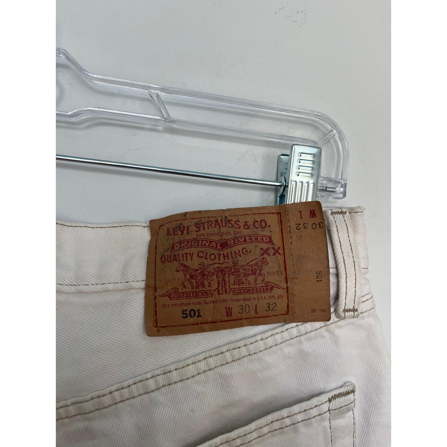 Levi's 501 Vintage Cutoff Shorts Women 30 White Denim High Rise Raw Hem