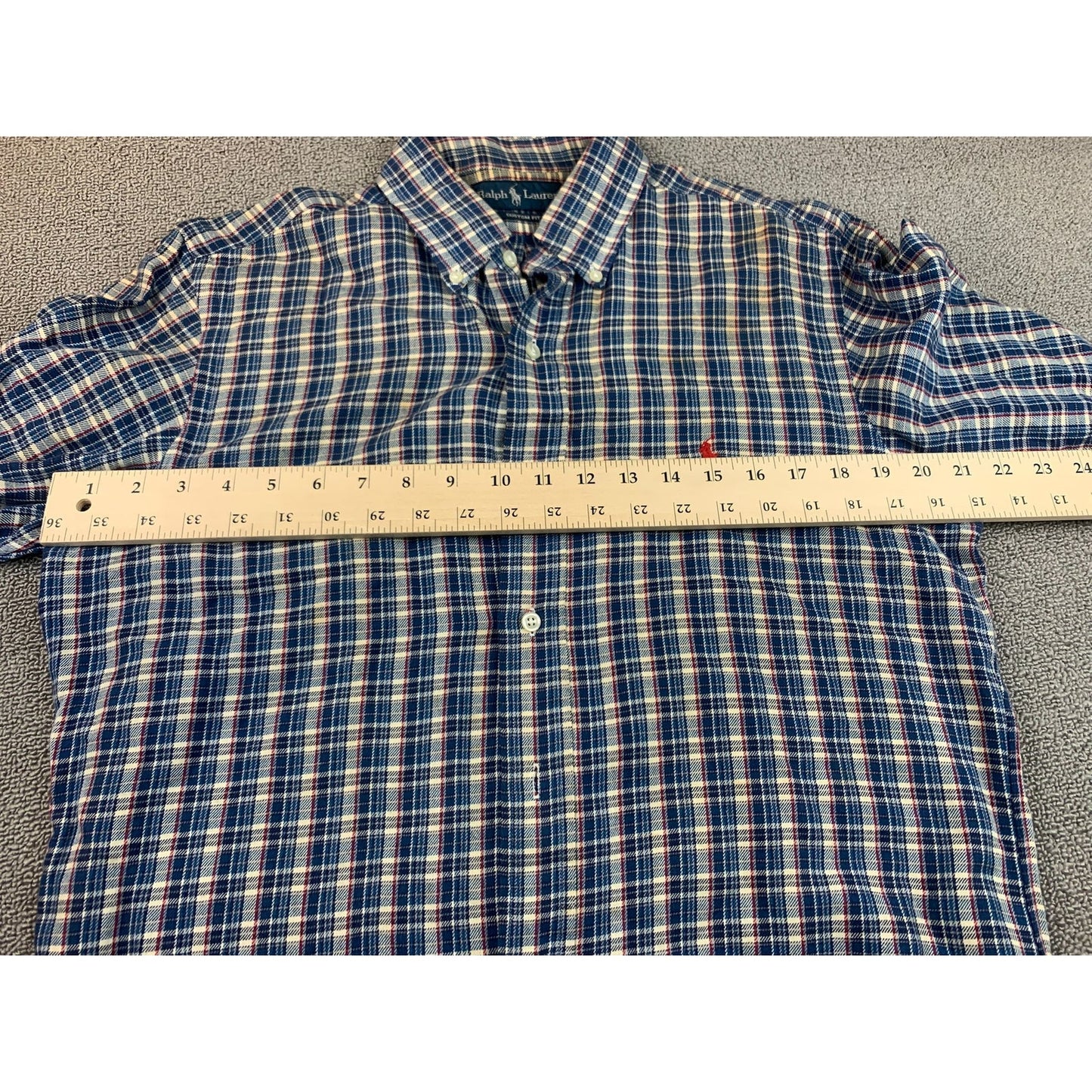 Ralph Lauren Men's Medium Classic Fit Checked Long Sleeve Button Down Polo Shirt