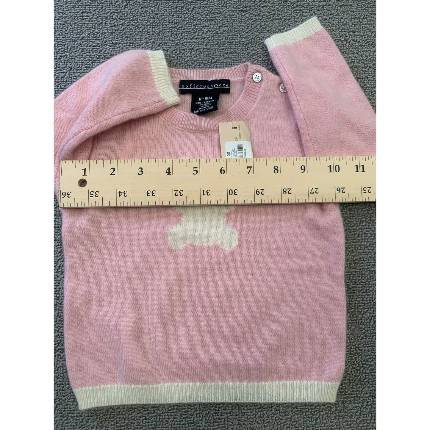 Sofia Cashmere Gilr's 12-18M Pink Teddy Bear Baby Sweater