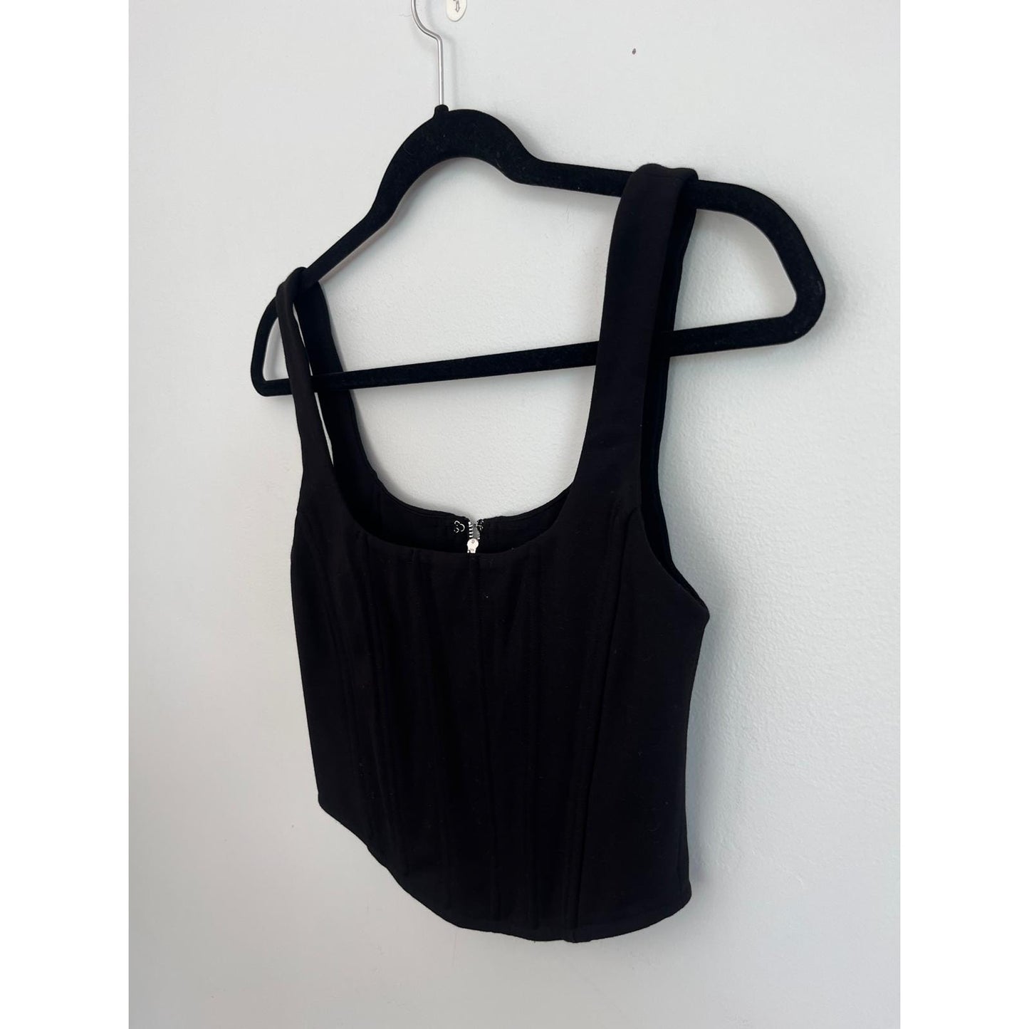 LPA Bustier Top Women S Black Corset Zip Back Stretchy Tank