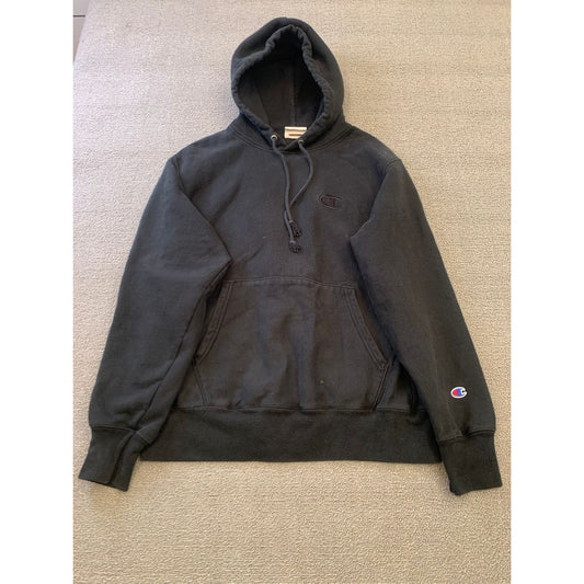 Champion Men Medium Black Reverse Weave Hoodie Sweatshirt