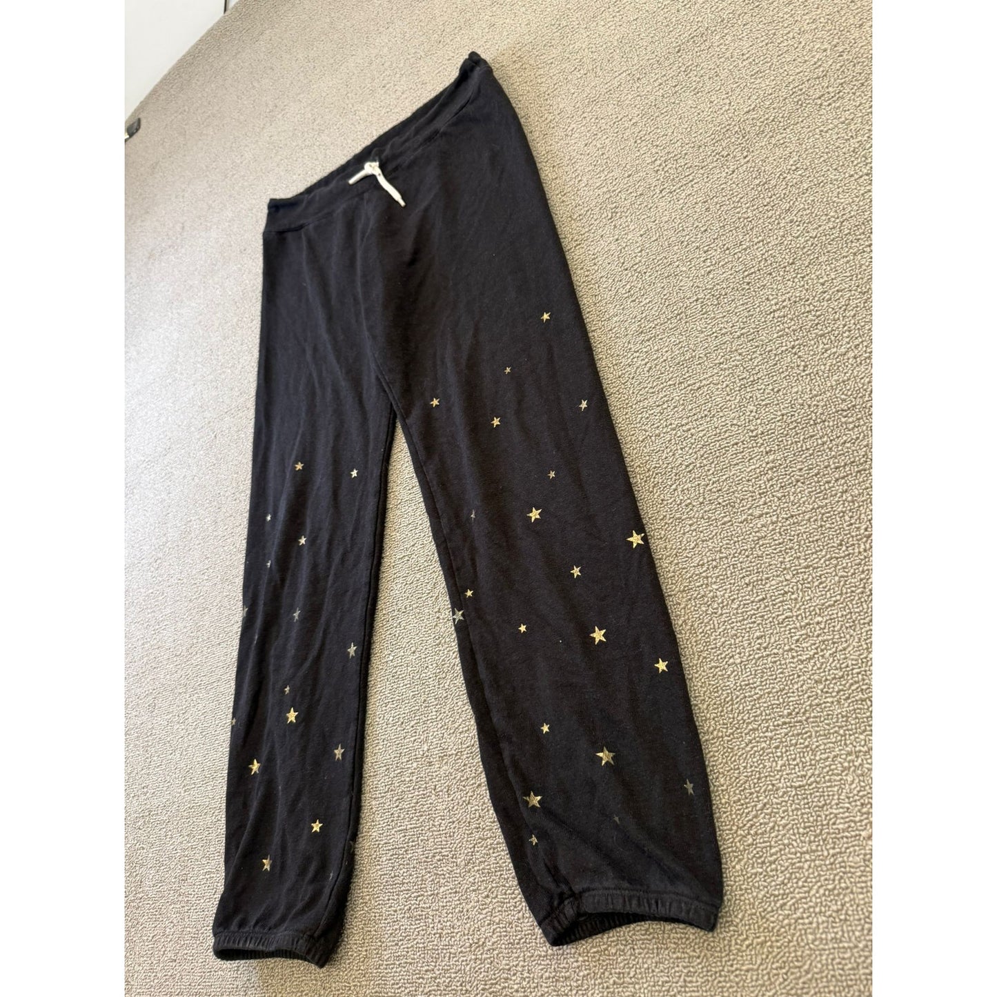 Monrow Women's XS Black Joggers Gold Star Print Sweat Pants