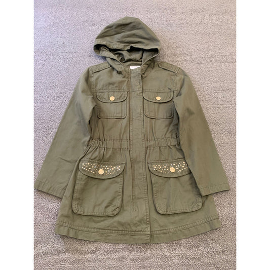 Mayoral Girl's Size 8 Olive Green Hooded Jacket With Studs