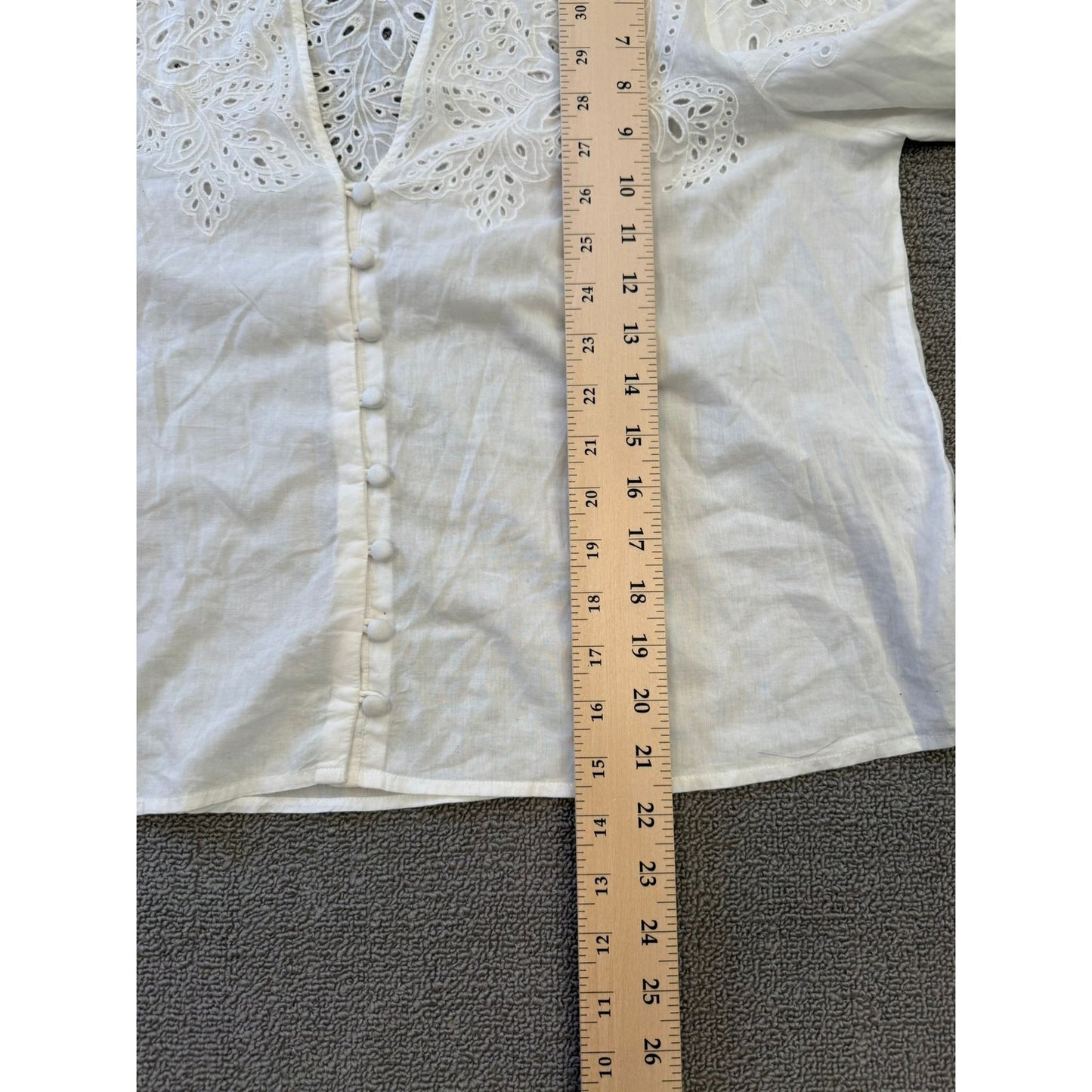 INTERMIX Women's L Large White Eyelet Embroidery Blouse Top
