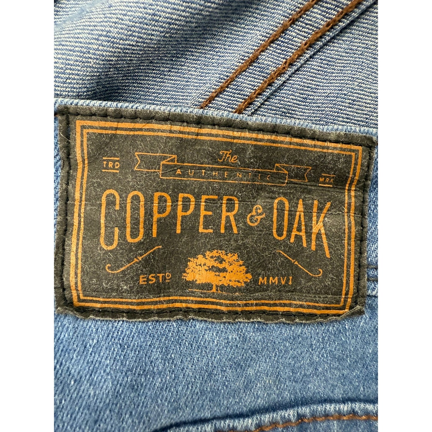 Copper And Oak Men's Size 34x32 Blue Straight-leg Jeans