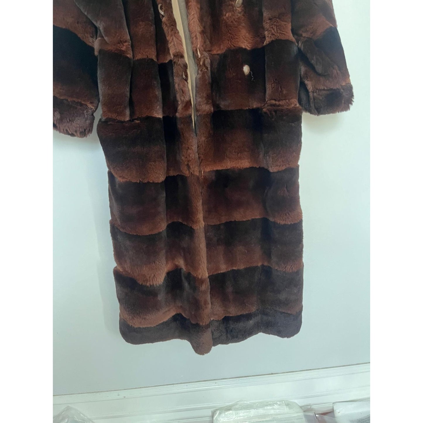 Robert Mann Furs Coat Women Large Brown Mink Full Length Real Fur Vintage