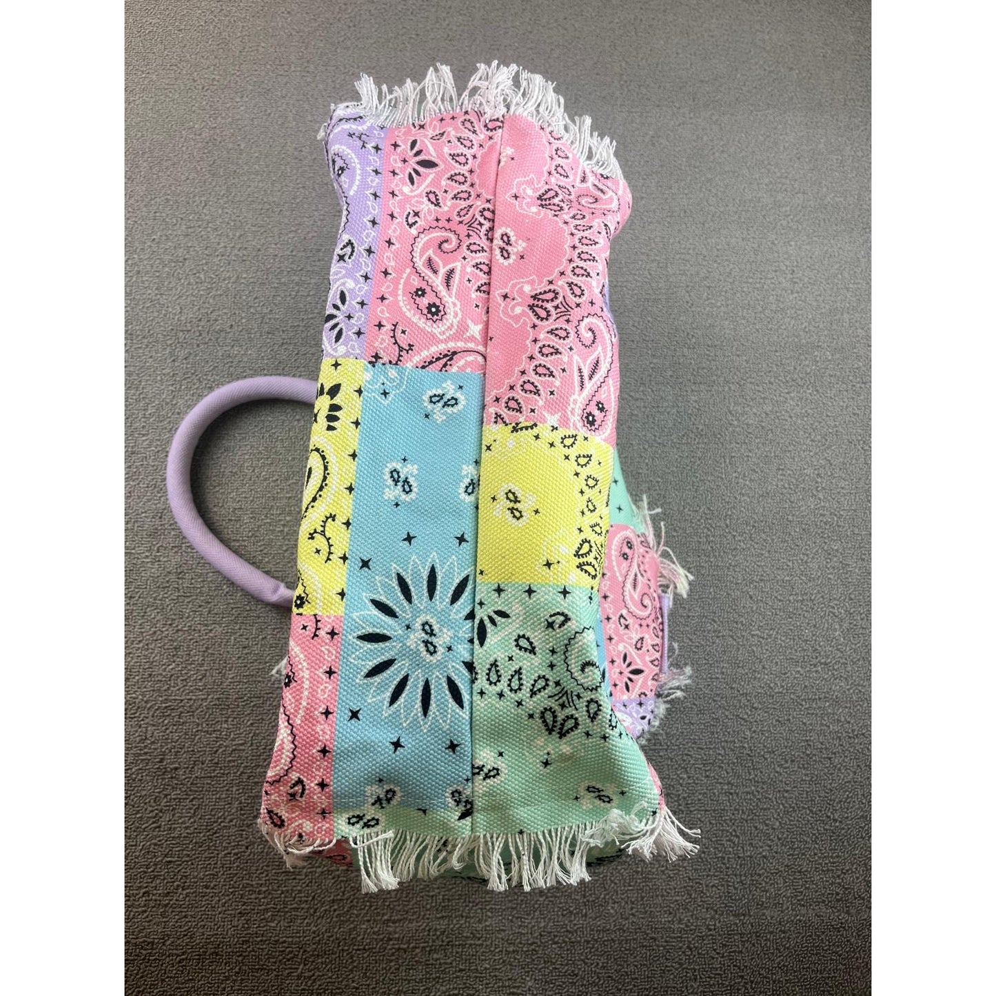 MC2 Saint Barth Women One Size Multi-color Bandana Print Tote Bag Fringed