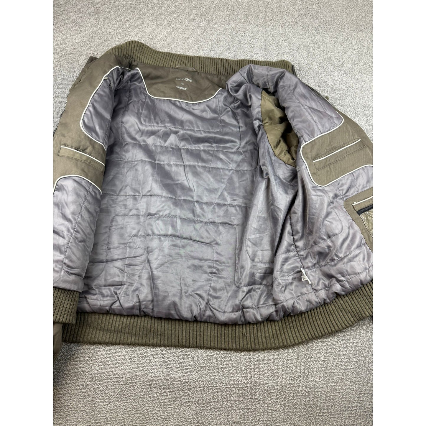 Calvin Klein Men's Size XL Olive Green Full-Zip Bomber Jacket