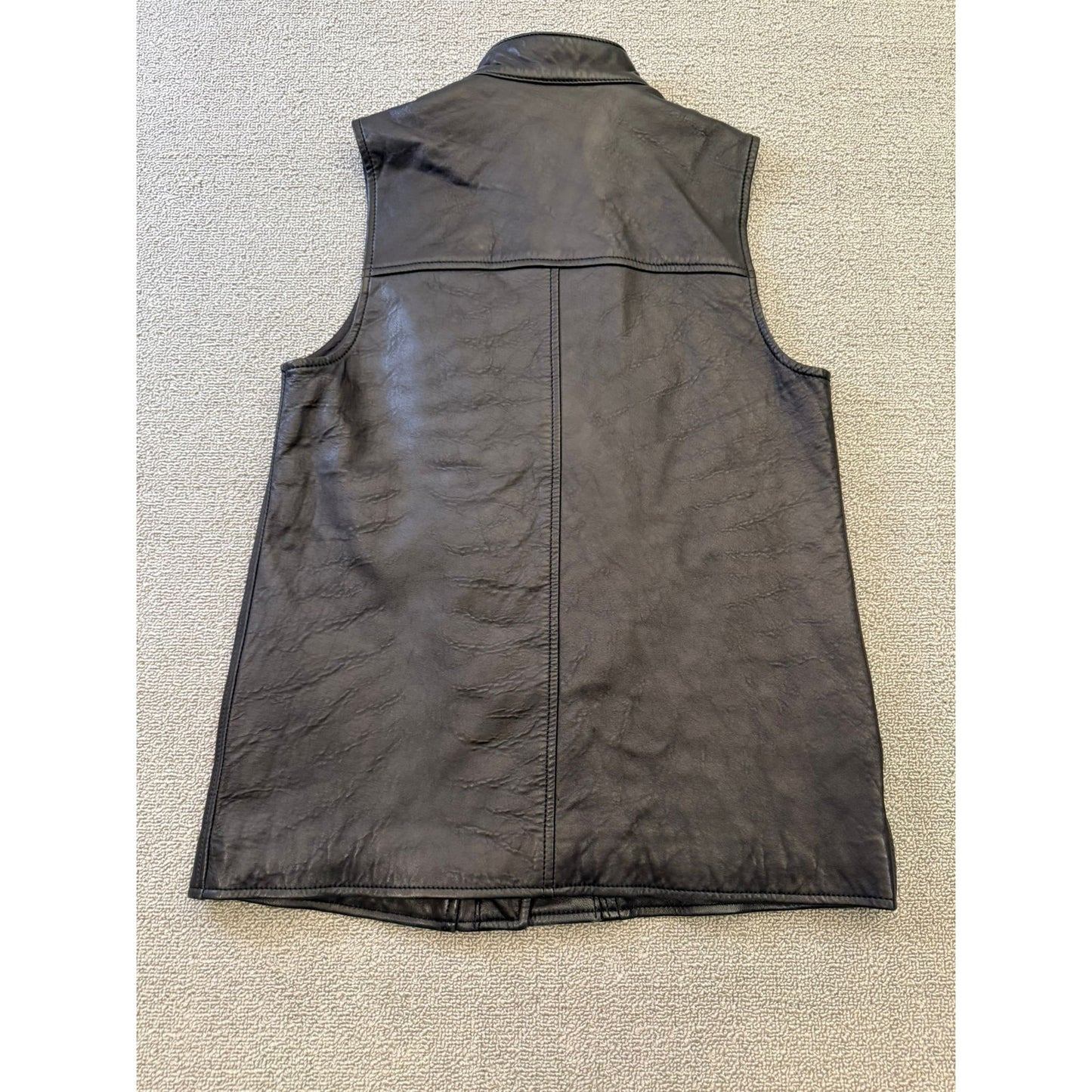 Club Monaco Women's XS Black 100% Lamb Leather Asymmetrical Zip Biker Vest