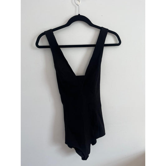 Rag & Bone Bodysuit Women S Black Sleeveless V Neck Stretch One Piece