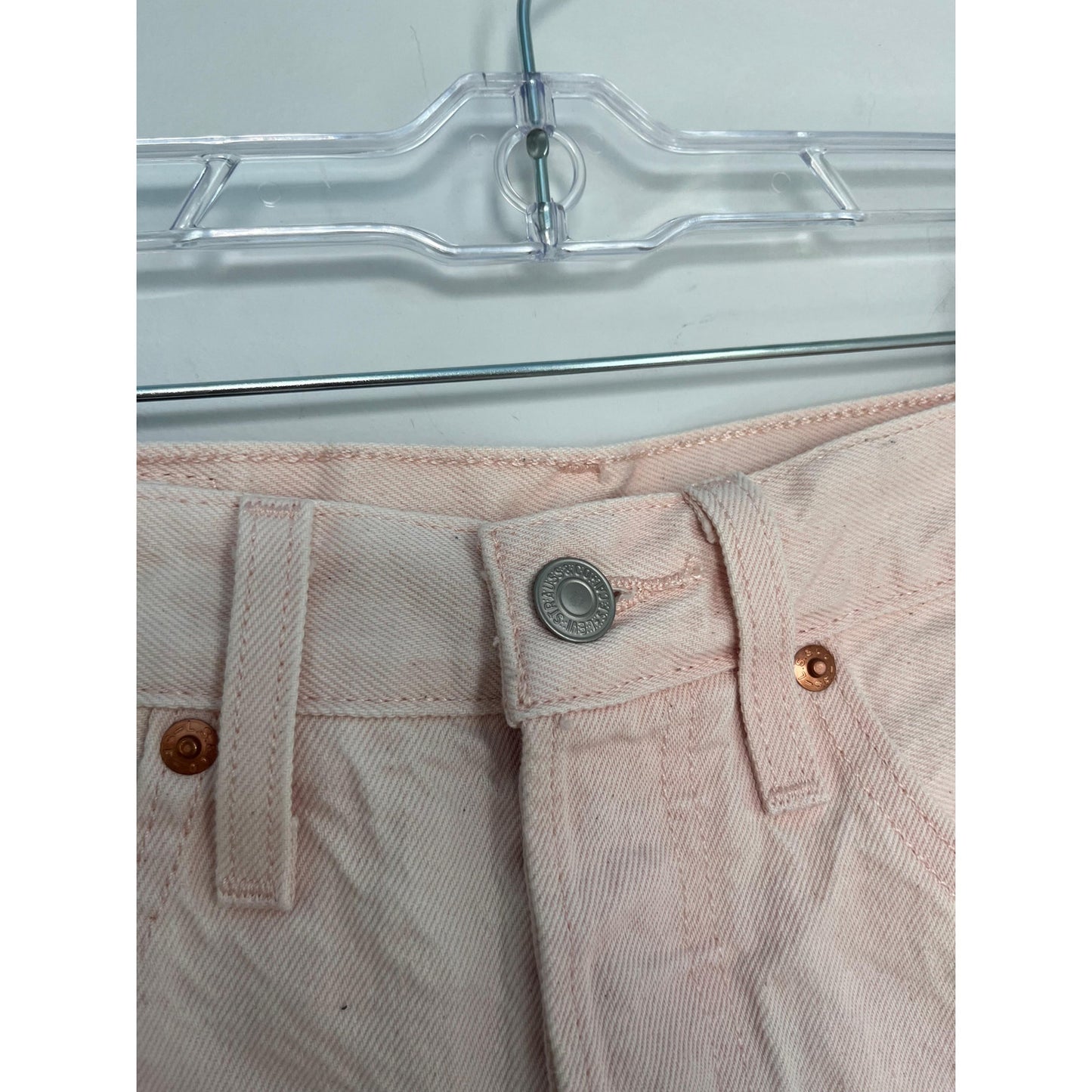 Levis 501 Premium Shorts Women W24 Pink High Rise Cutoff Denim