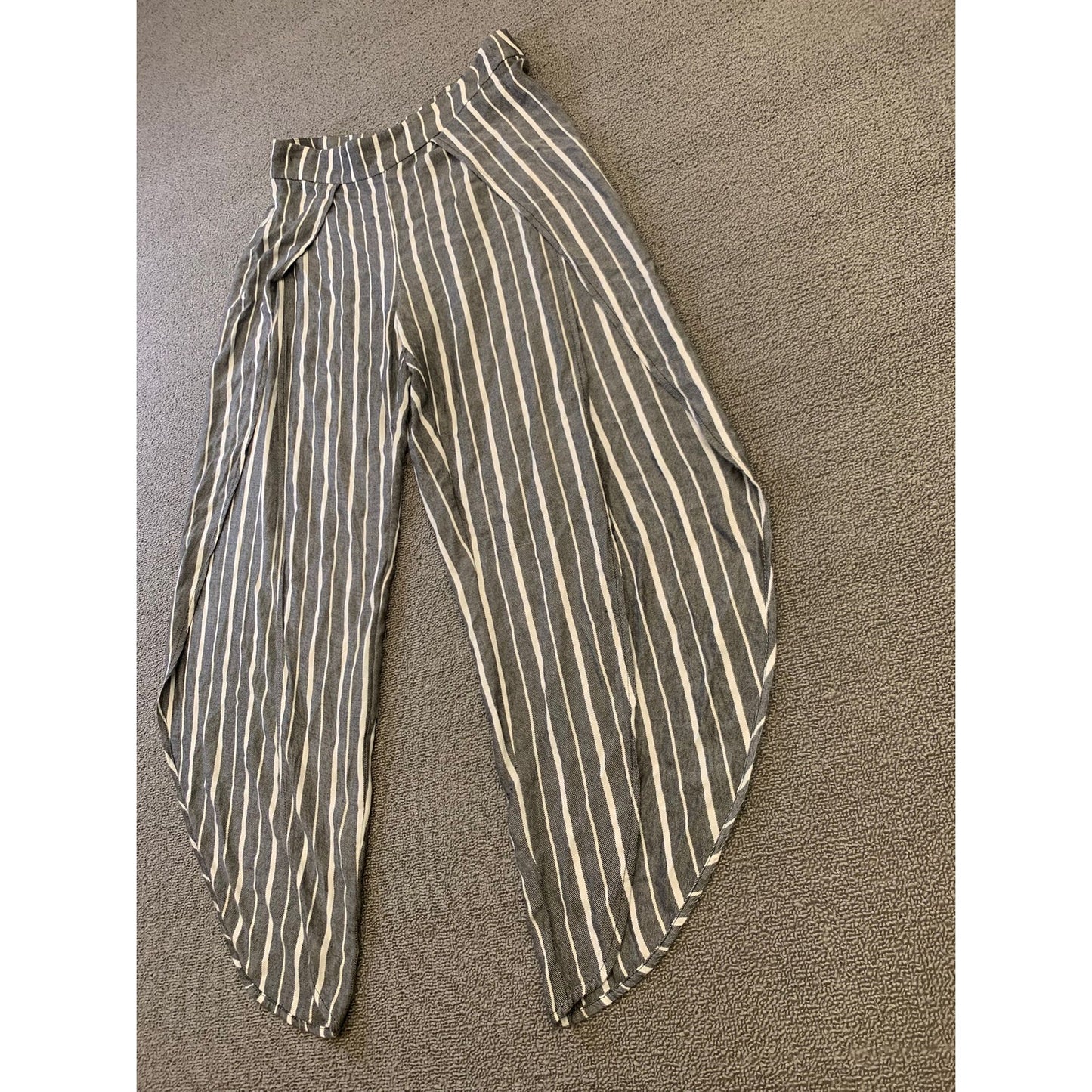 FREE PEOPLE All Weekend Long Women's 2 Black White Striped Split Hem