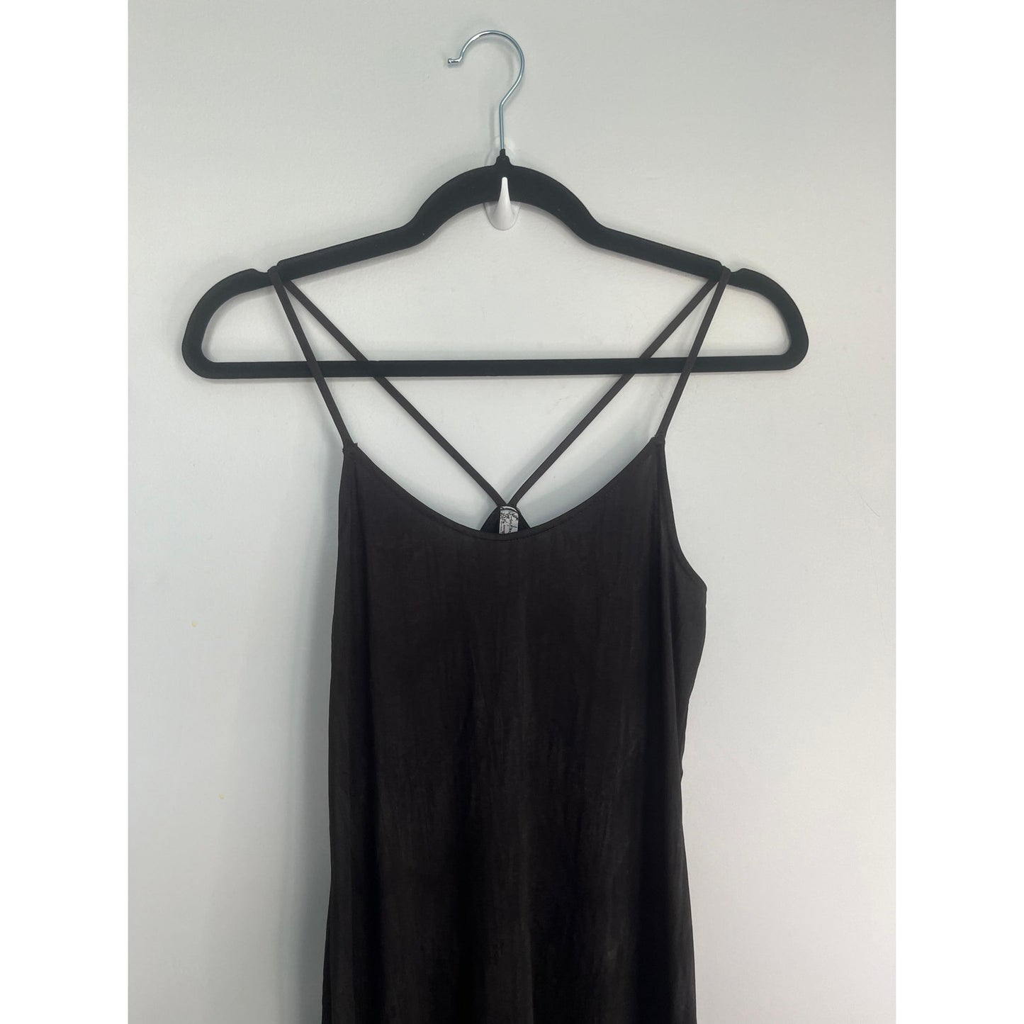 Free people Slip Dress Women XS Black Satin Crinkle Strappy Maxi