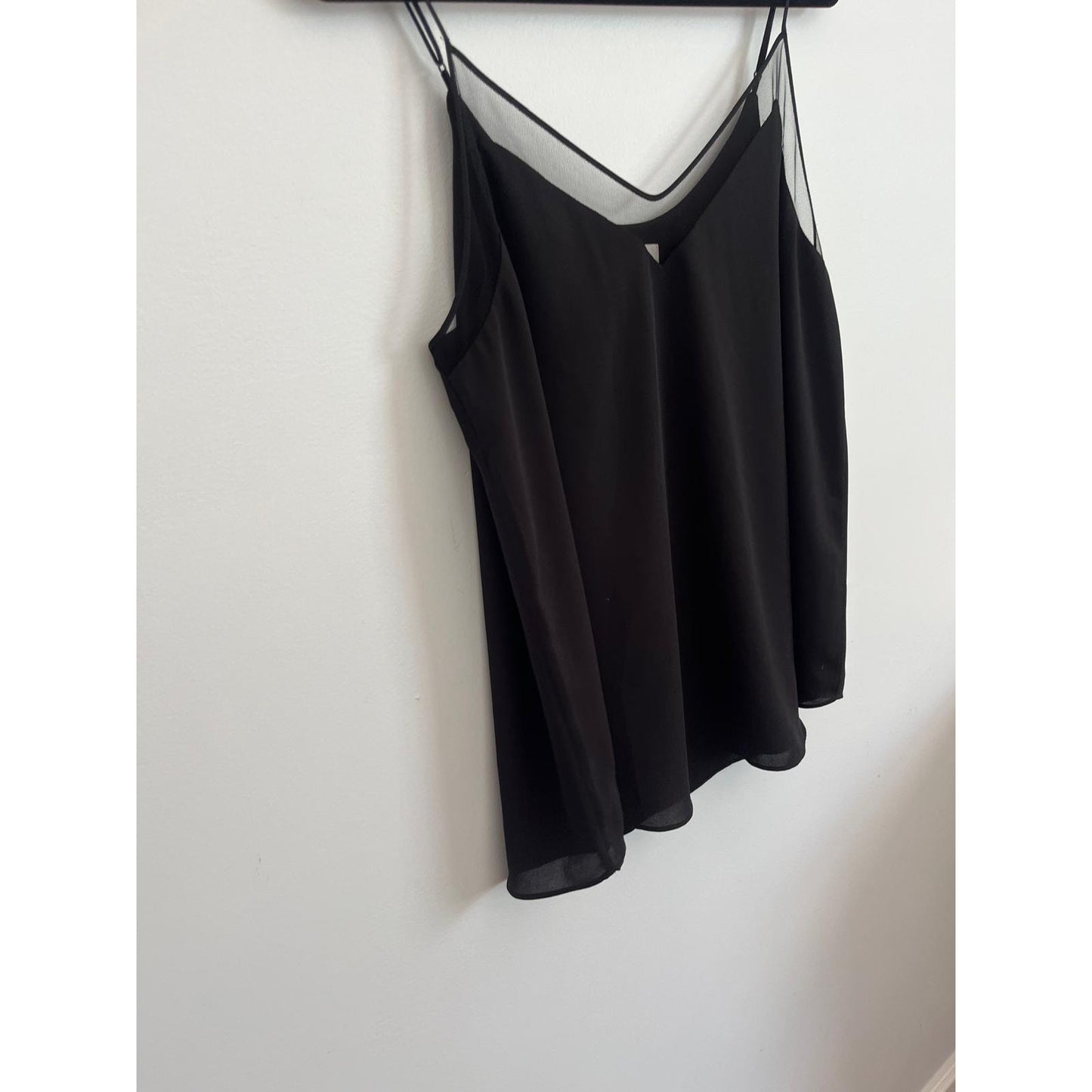 Babaton Camisole Top Women M Black Mesh Trim Spaghetti Strap Minimalist