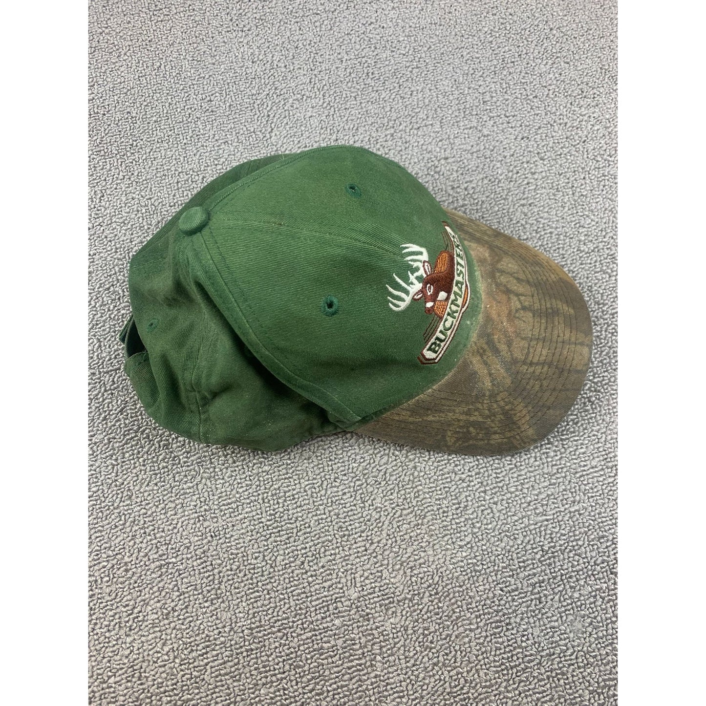 Vintage Buckmasters One Size Green Camo Hunting Deer Hat Adjustable Cap