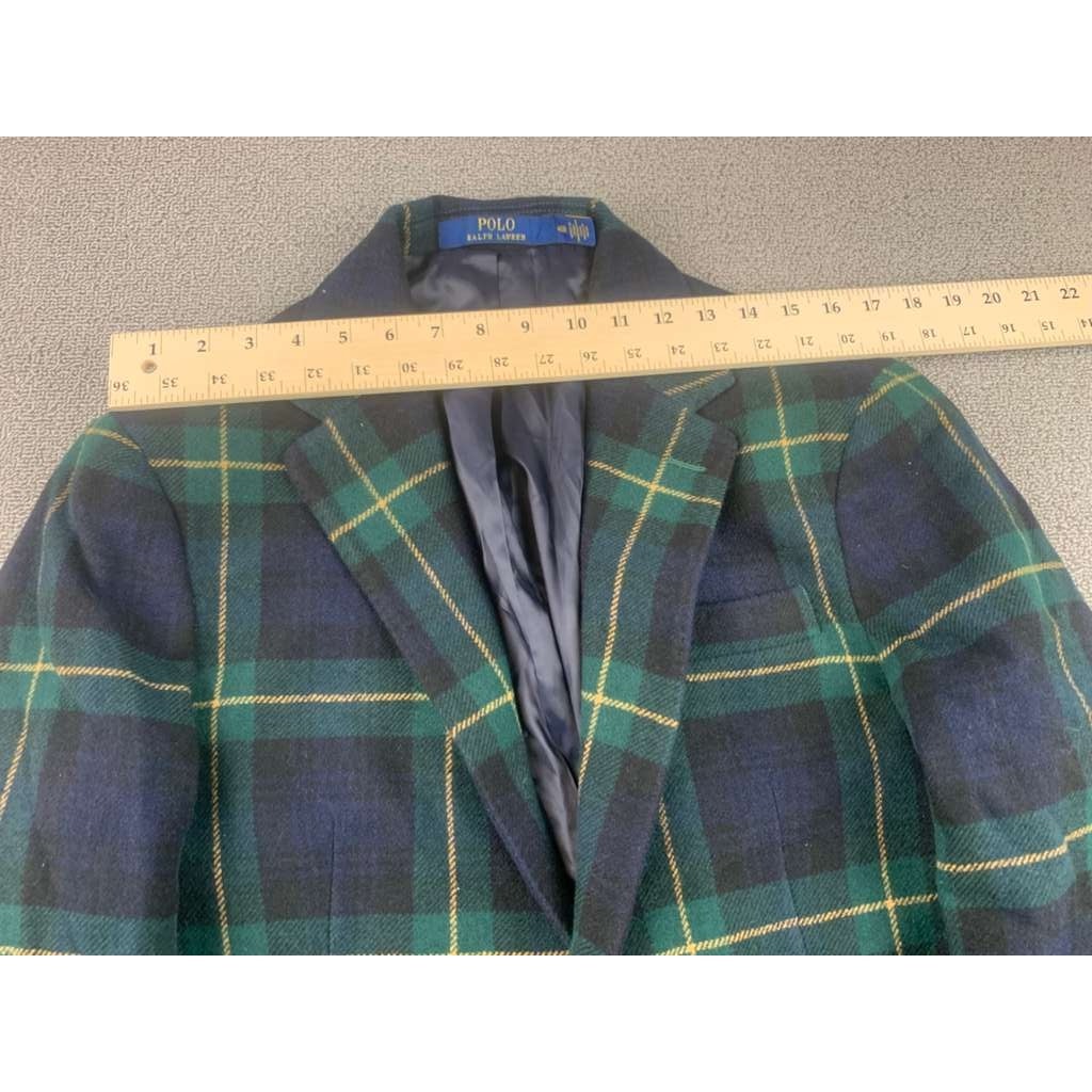 Polo Ralph Lauren Men 40R Tartan Plaid Wool Blend Blazer Sport Coat