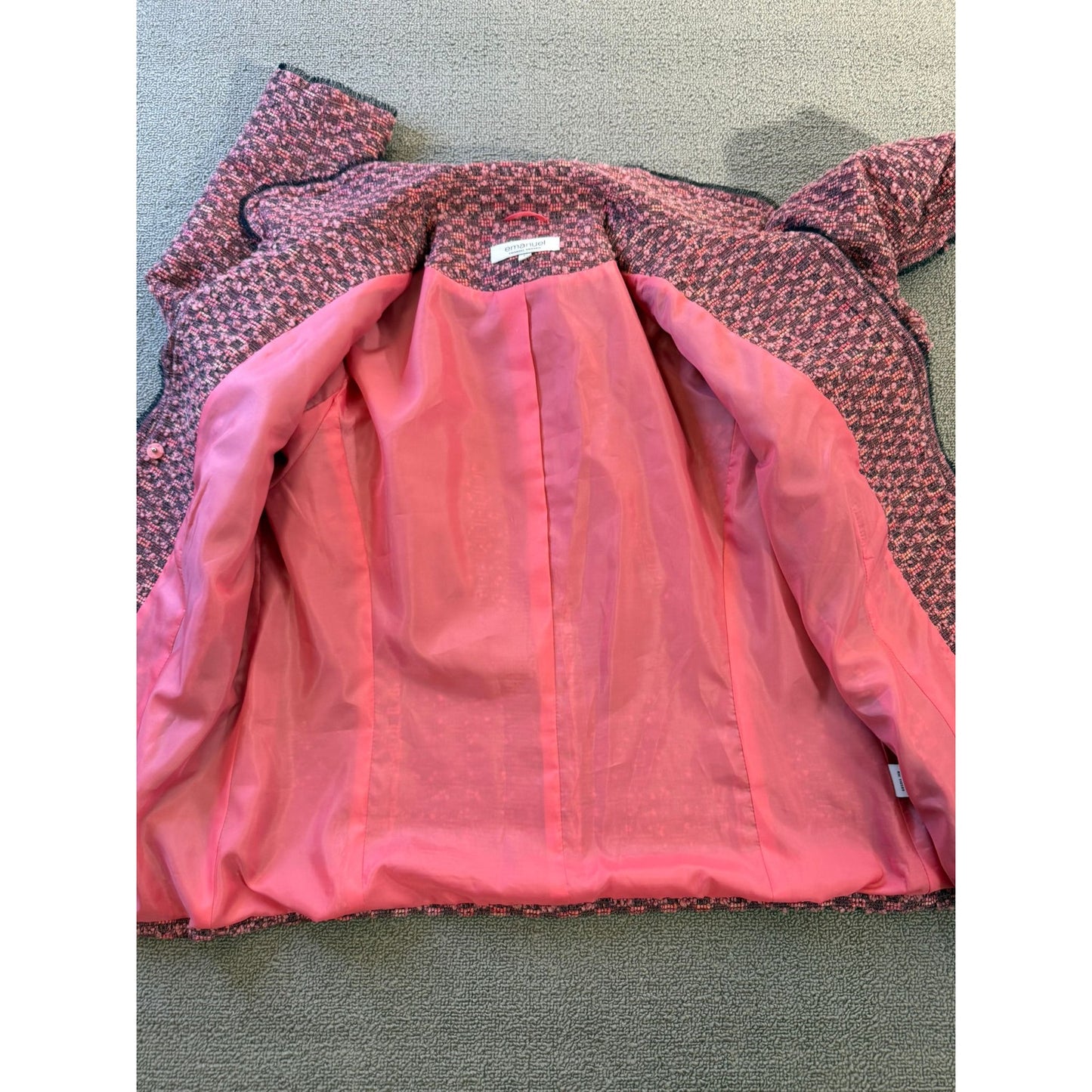 Emanuel Ungaro Size 14 Womens Pink Tweed Blazer Jacket