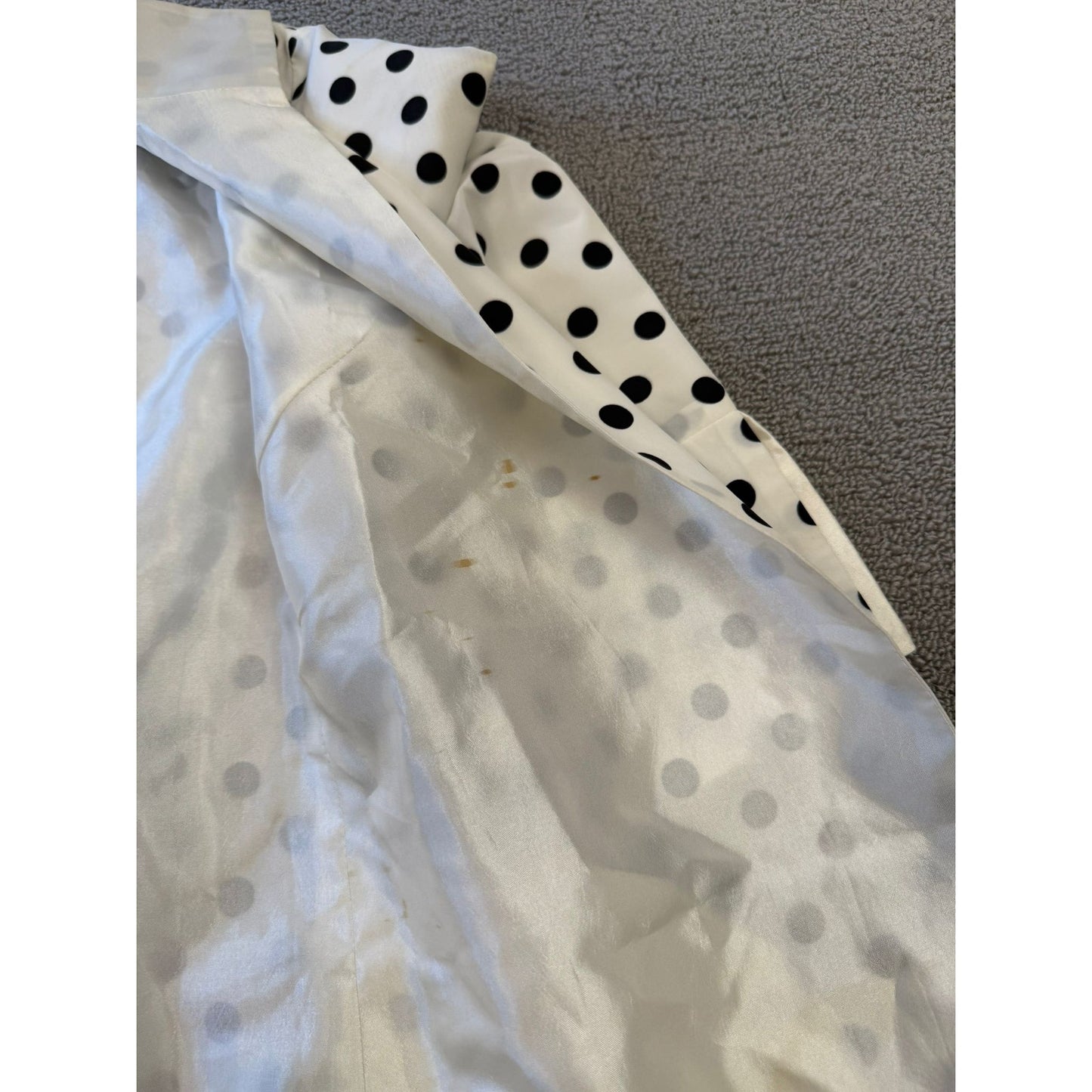GRACE CHUANG Women's Small Polka Dot Duster Jacket Coat S White Black