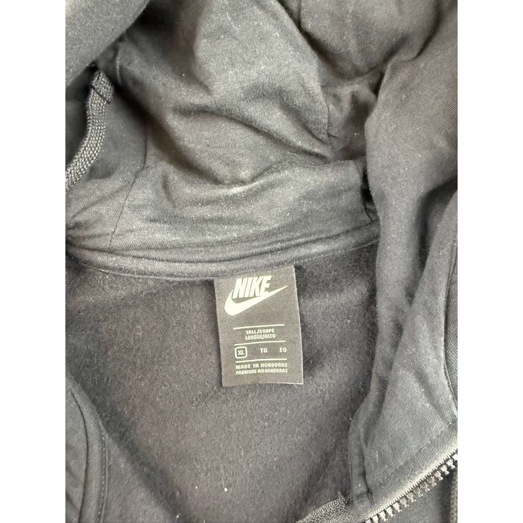 Nike Zip Hoodie XL Tall Black Full Zip Drawstring Hood Swoosh Kangaroo Pocket