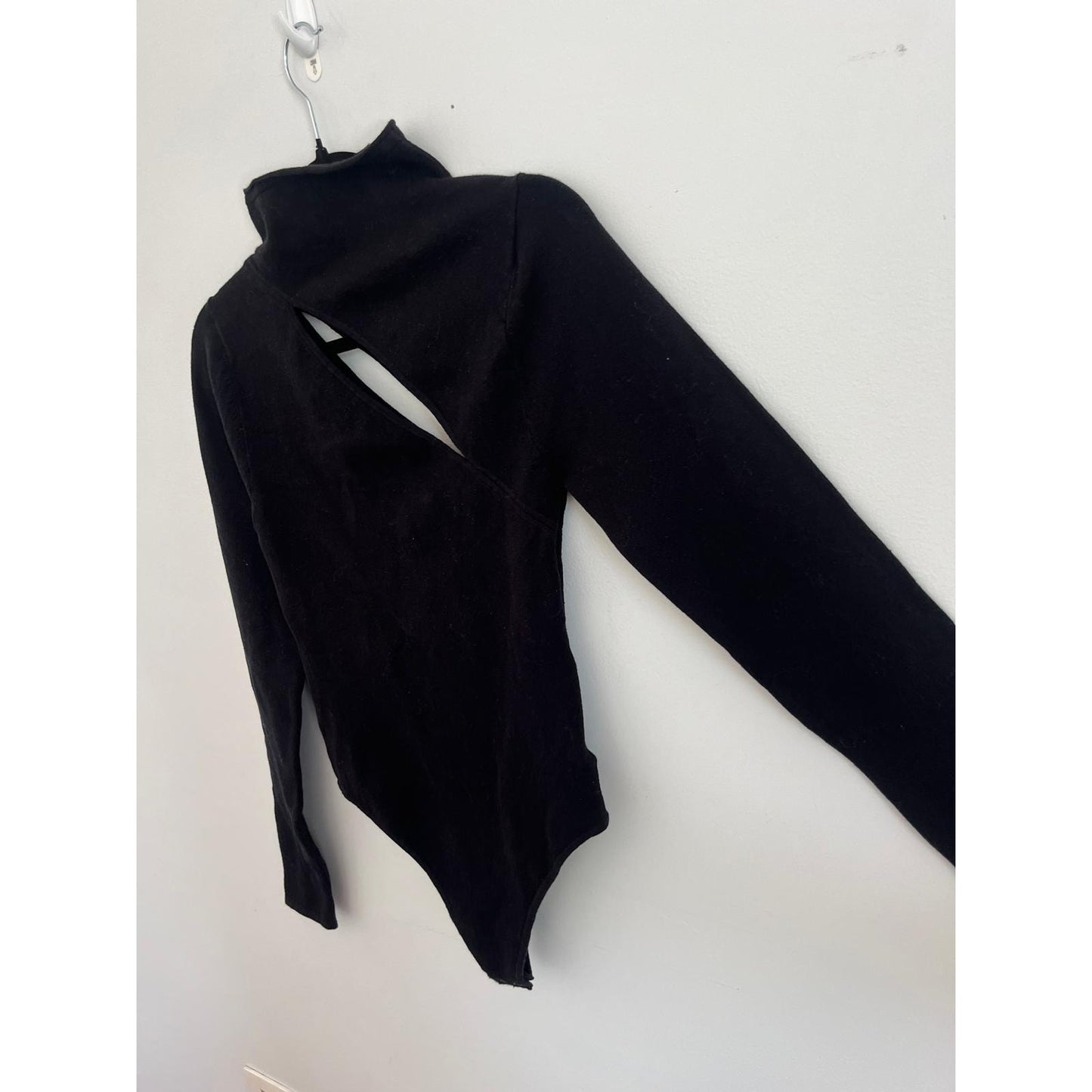 Good American Bodysuit Women Size 2 Black Cutout Long Sleeve Stretchy