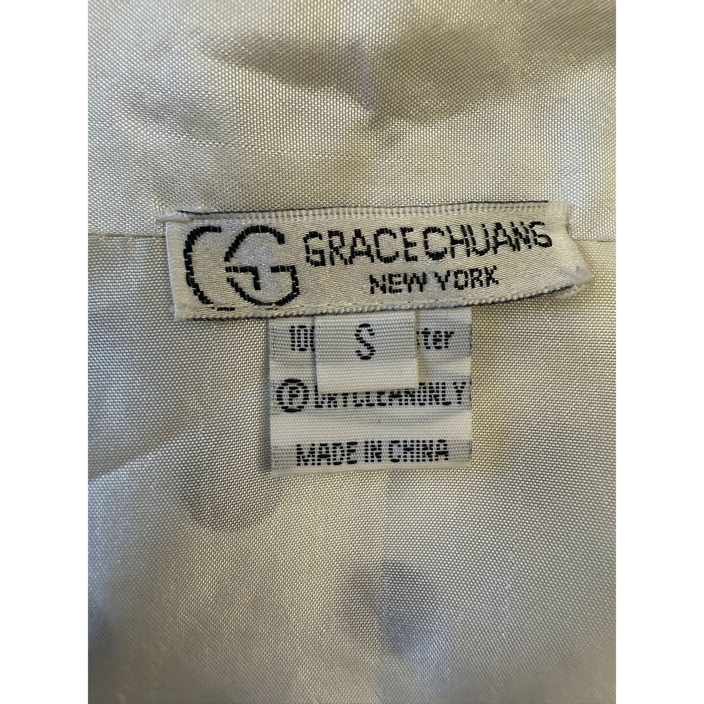 GRACE CHUANG Women's Small Polka Dot Duster Jacket Coat S White Black