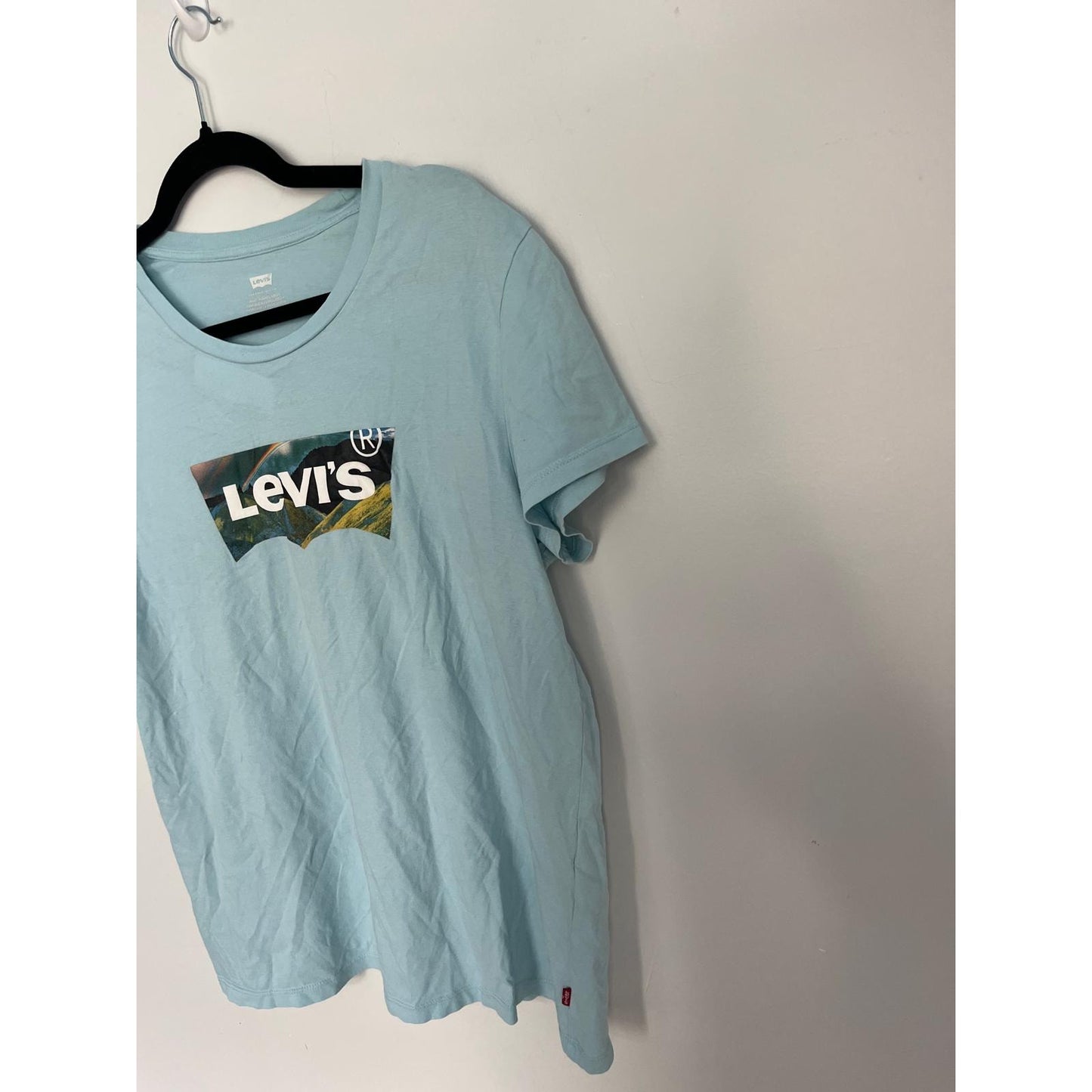 Levis Graphic T Shirt Women XL Blue Crewneck Logo Tee Lightweight Casual
