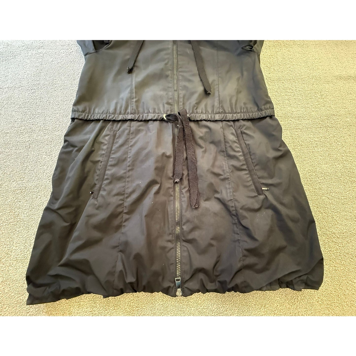 Moncler Size 3 Hooded Full Zip Jacket Black Rain Coat