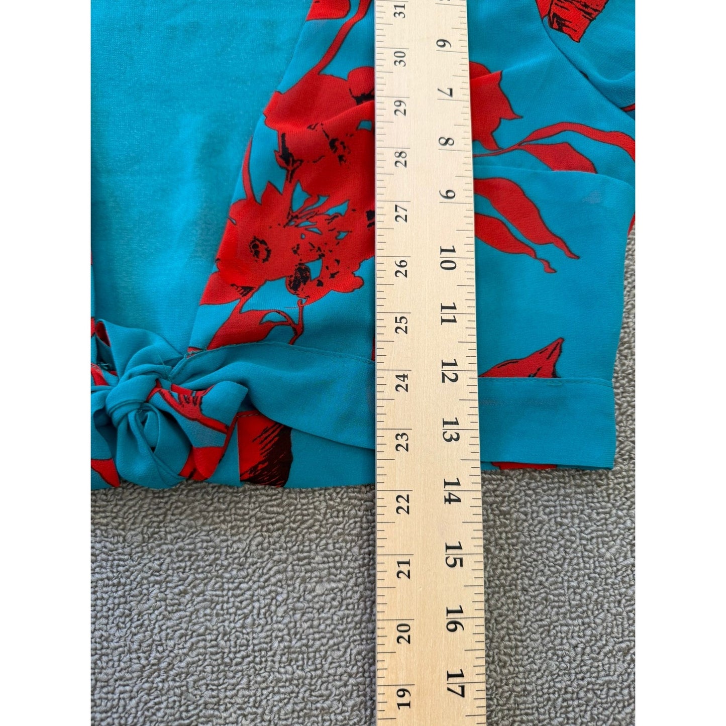 LUXXEL Turquoise Red Flower Set Size Small Flowey Skirt And Shirt