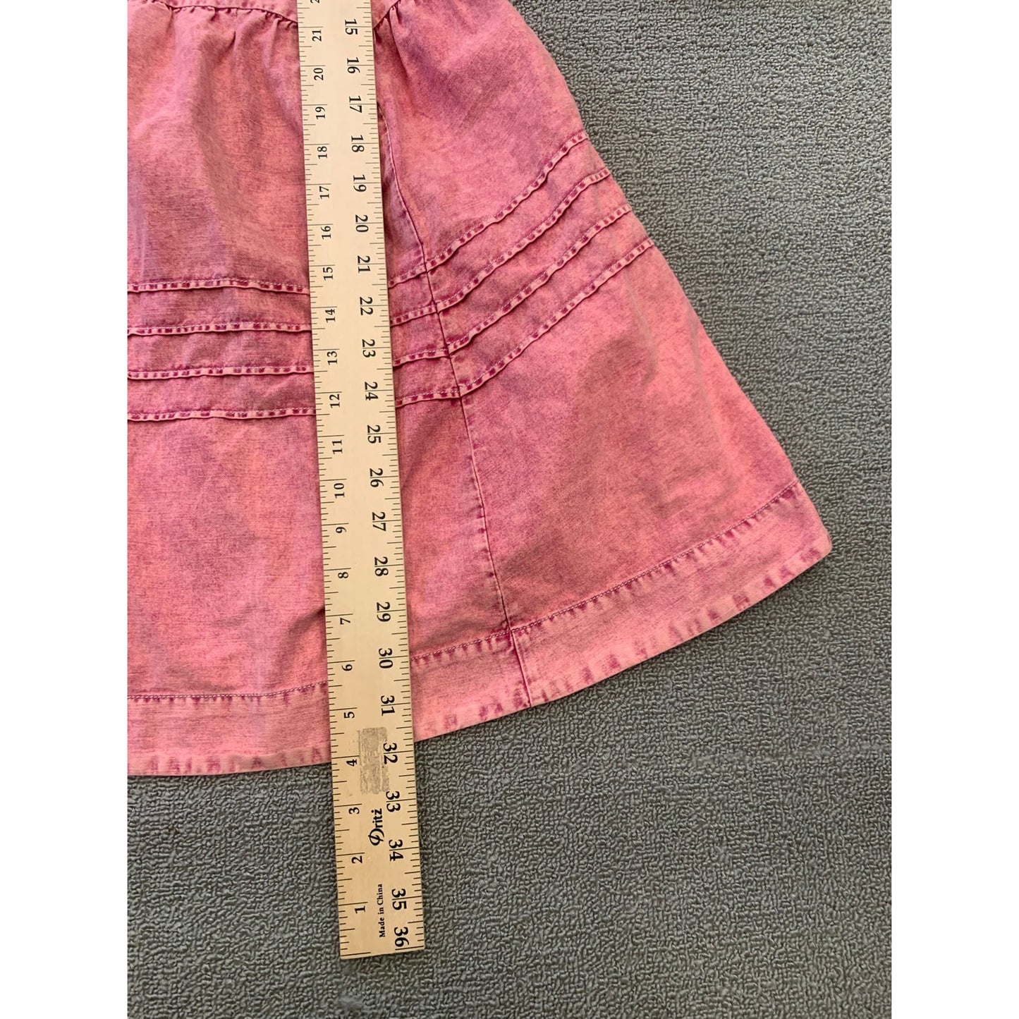 Free People Women's XS Petite Pink Acid Wash Mini Dress Tie Back