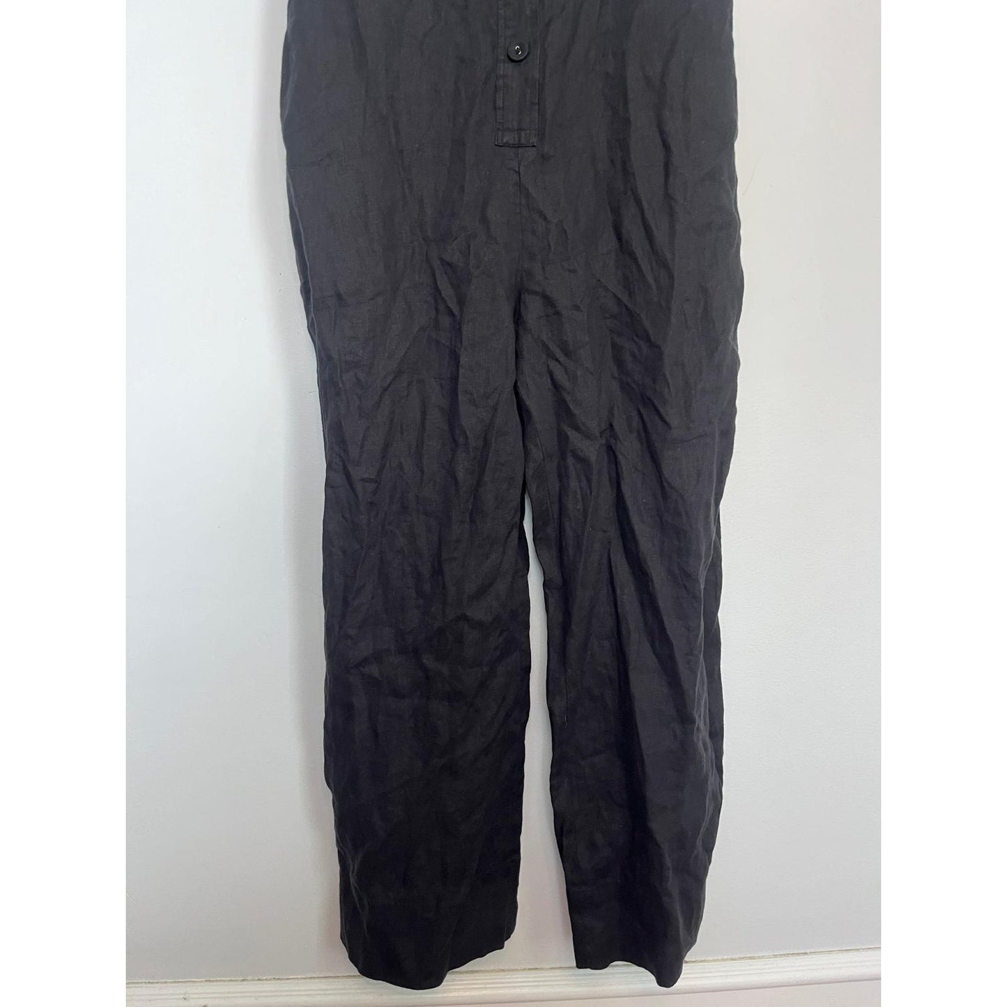 Everlane Linen Overalls Women 4 Black Wide Leg Jumpsuit