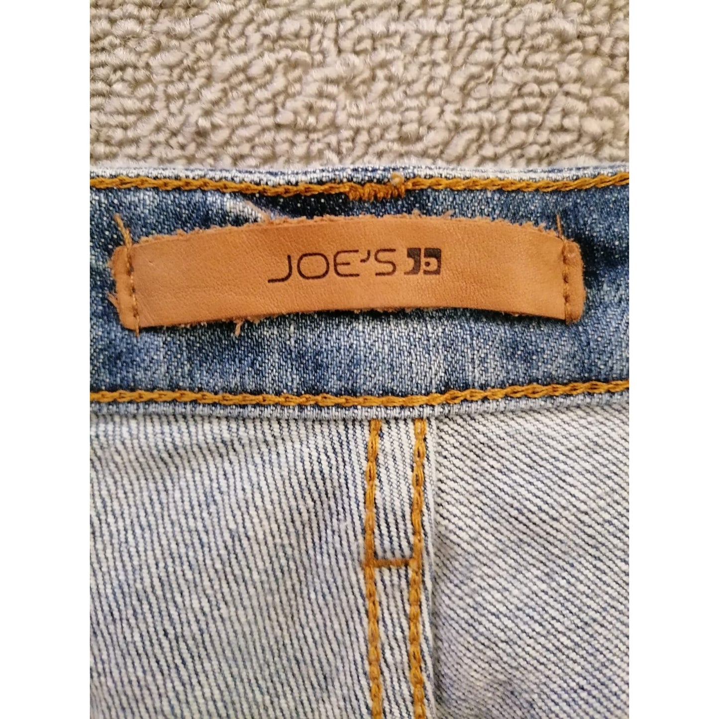 Joe’s Women’s 29 Denim Cutoff Shorts – Blue Hem with Red White Side Stripes