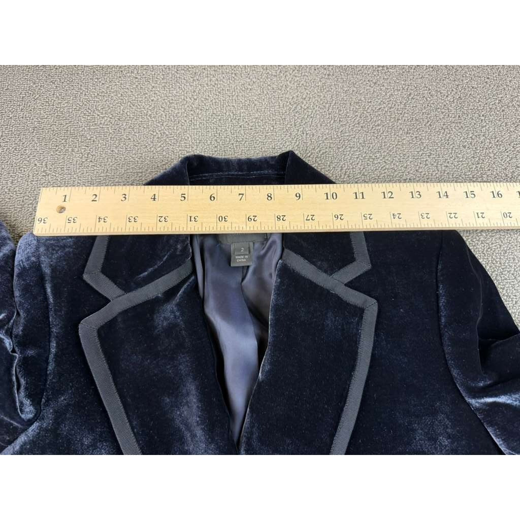 J Crew Collection Blazer Women 2 Silk Blend Grosgrain Double Breasted velvet