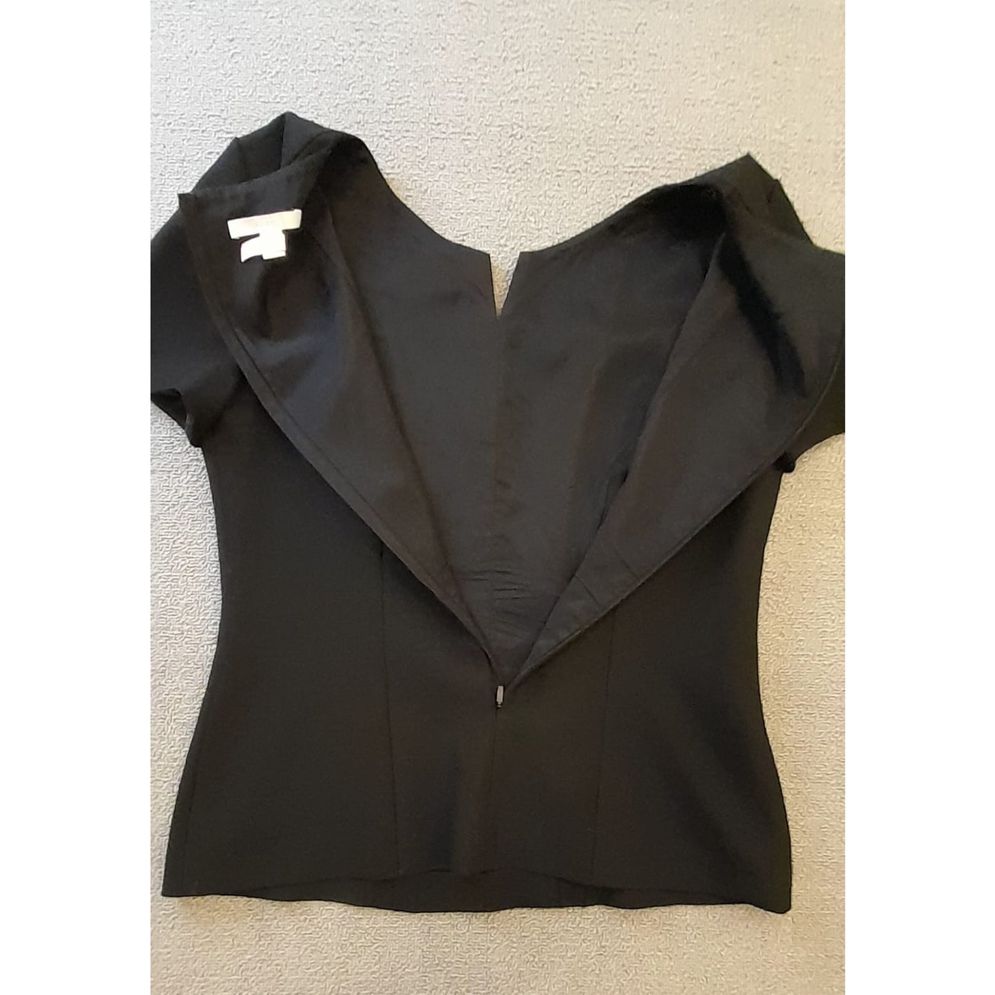 BOSS Hugo Boss Womens 10 Black Short Sleeve V Neck Fitted Blouse