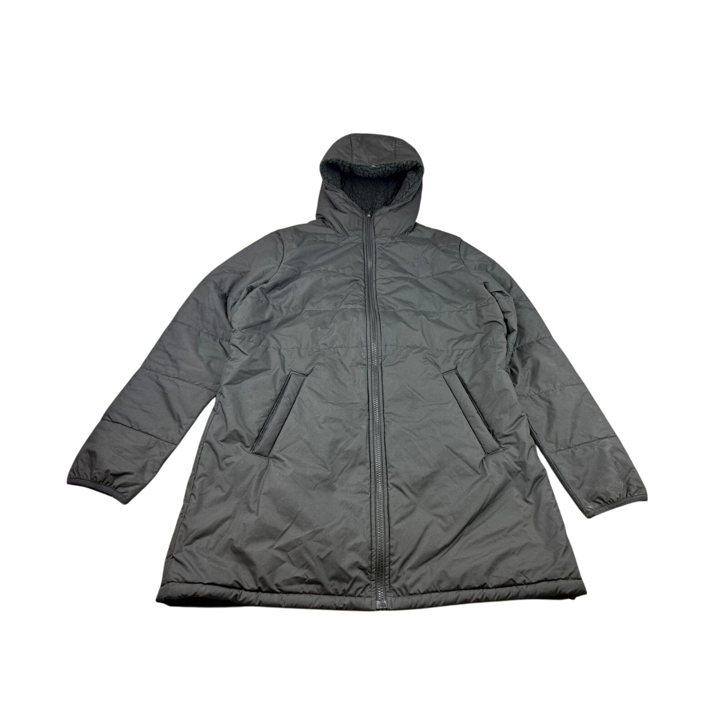 The North Face Women's Size Medium Black Fleece Hooded Puffer Jacket Reversable