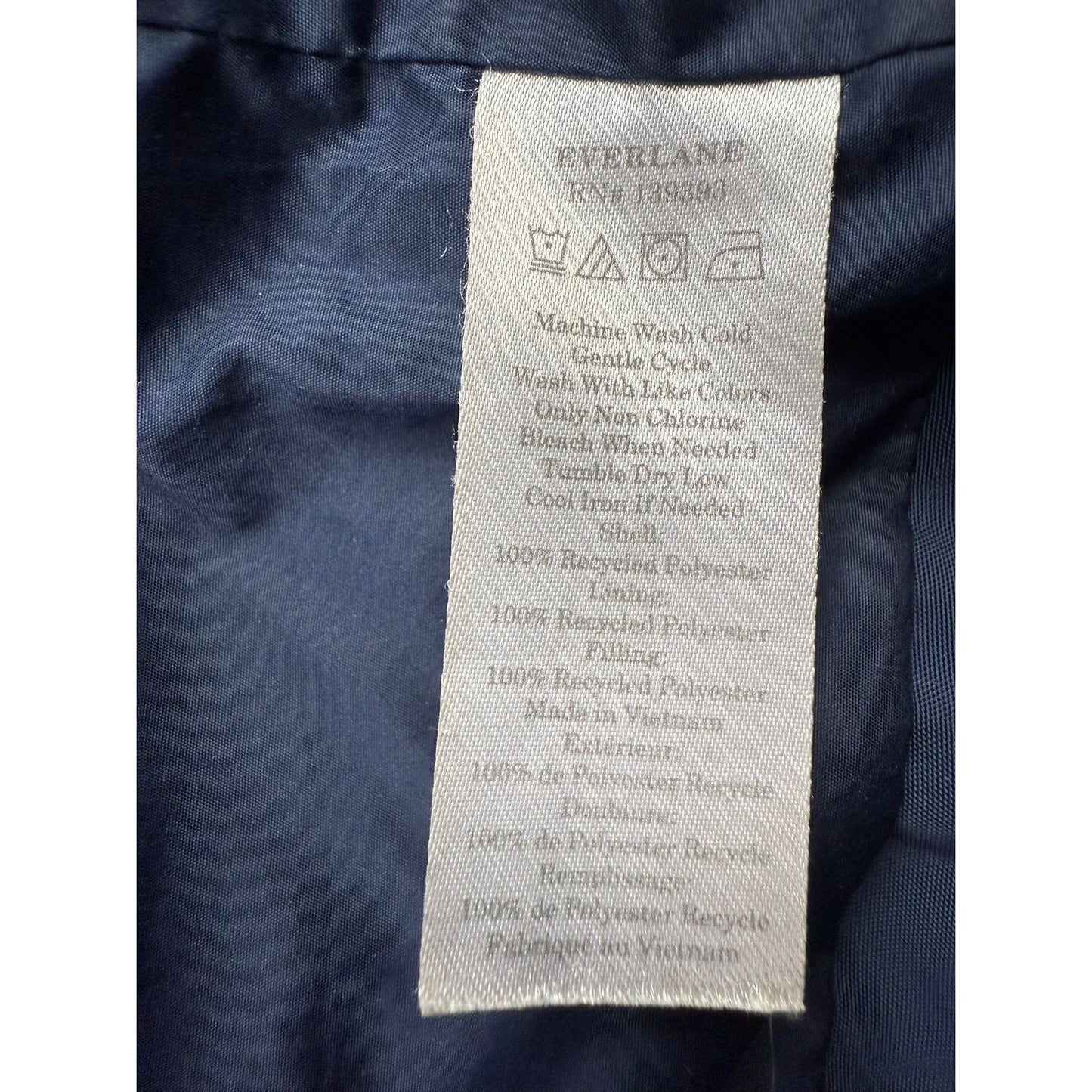 Everlane Women's XS Navy Blue ReNew Long Puffer Jacket
