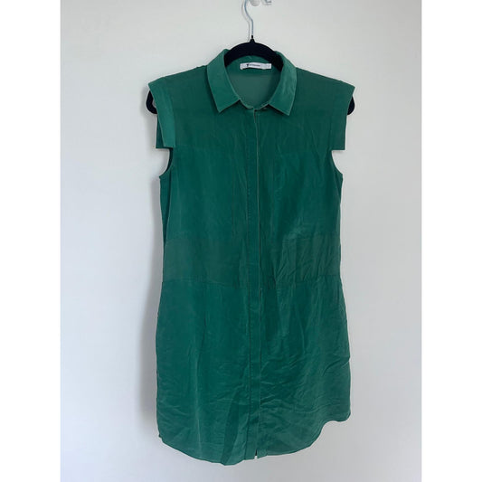 T Alexander Wang Shirt Dress Women S Green Sleeveless Button Front Collared