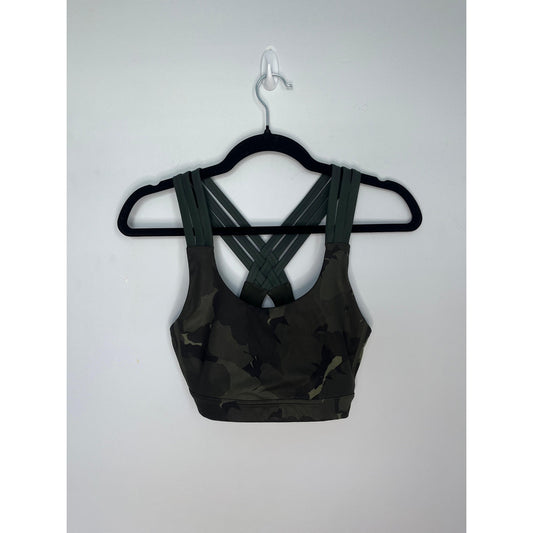 Alo Yoga Crossback Camo Sports Bra Women One Size Strappy Activewear Gym Top