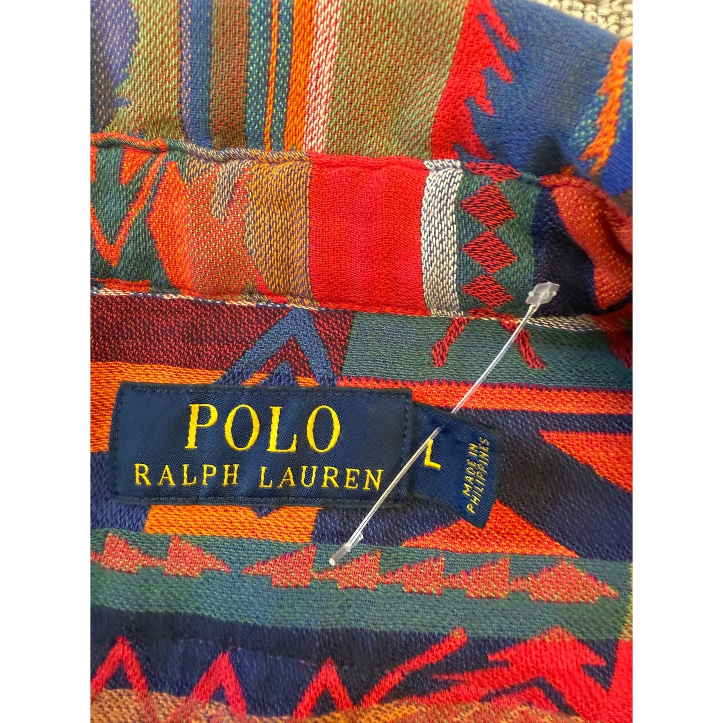 Polo Ralph Women Lauren Southwestern Aztec Navajo Western Shirt Large L Snap Button