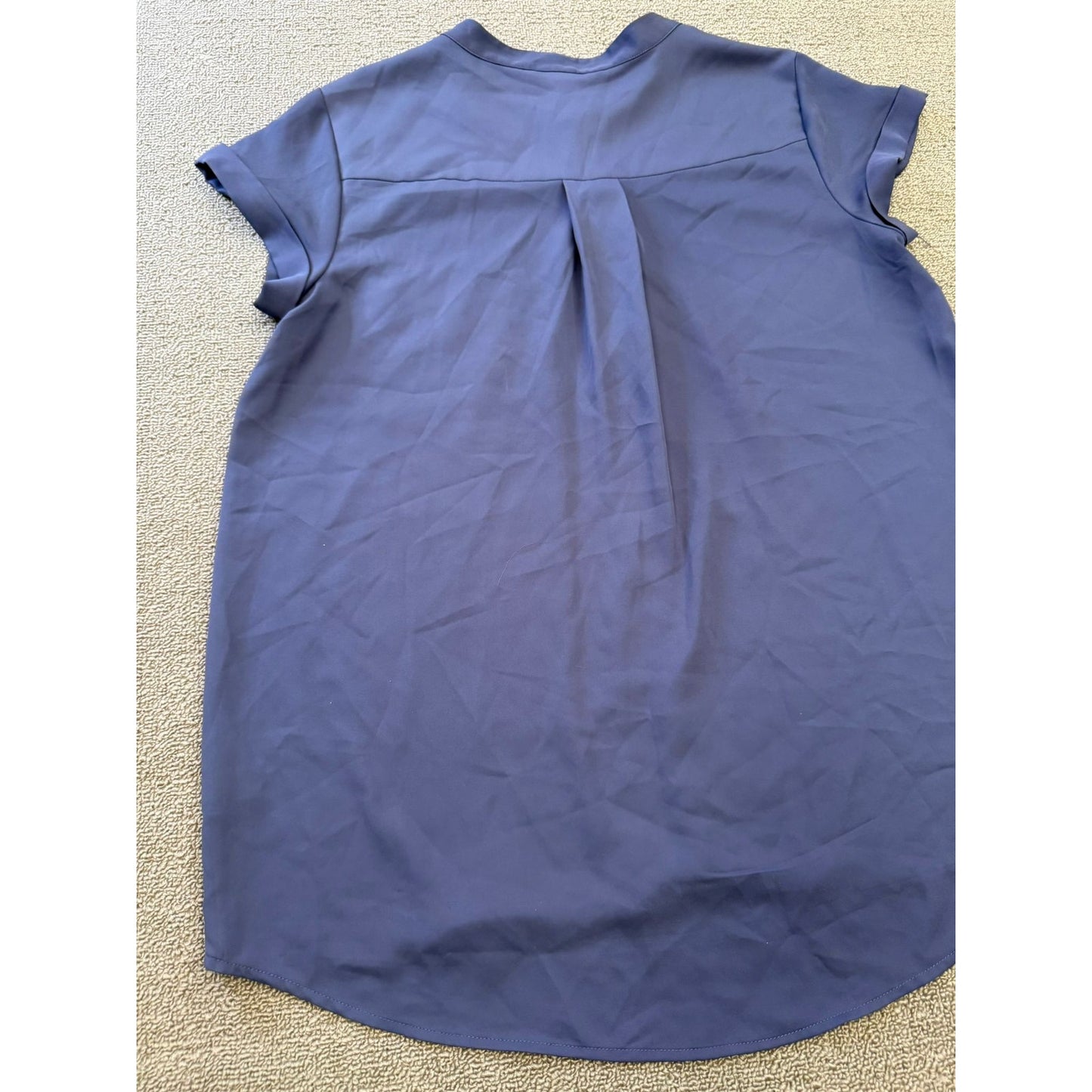 Simply Vera Verawang Women's Large Blue Short Sleeve Pocket Tunic Blouse