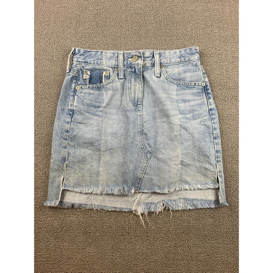 Ag-Ed Denim Women's 24 Light Blue Raw Frayed Hem Mini Skirt Casual Summer!