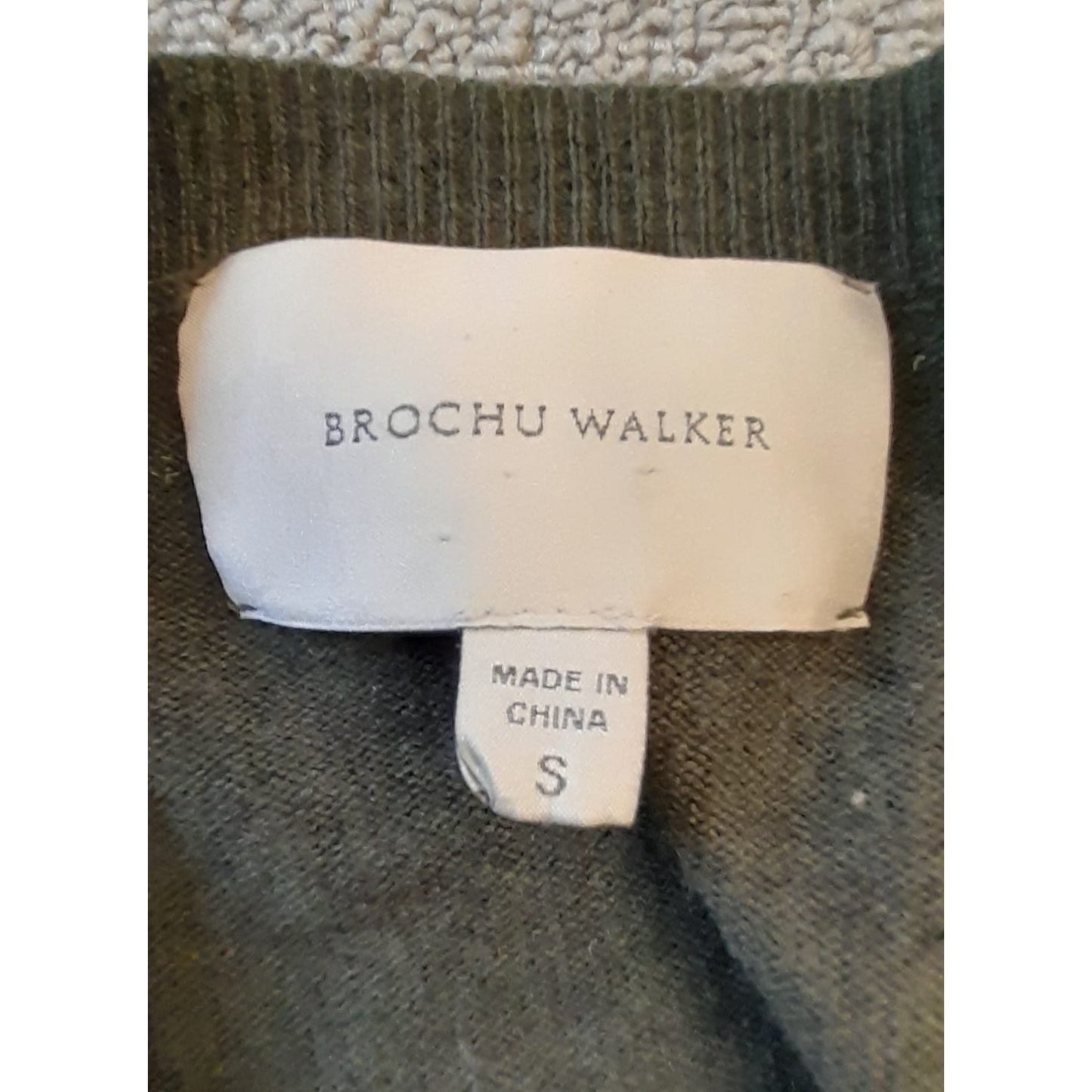 Brochu Walker Womens S Olive Green Long Sleeve Knit Sweater Top