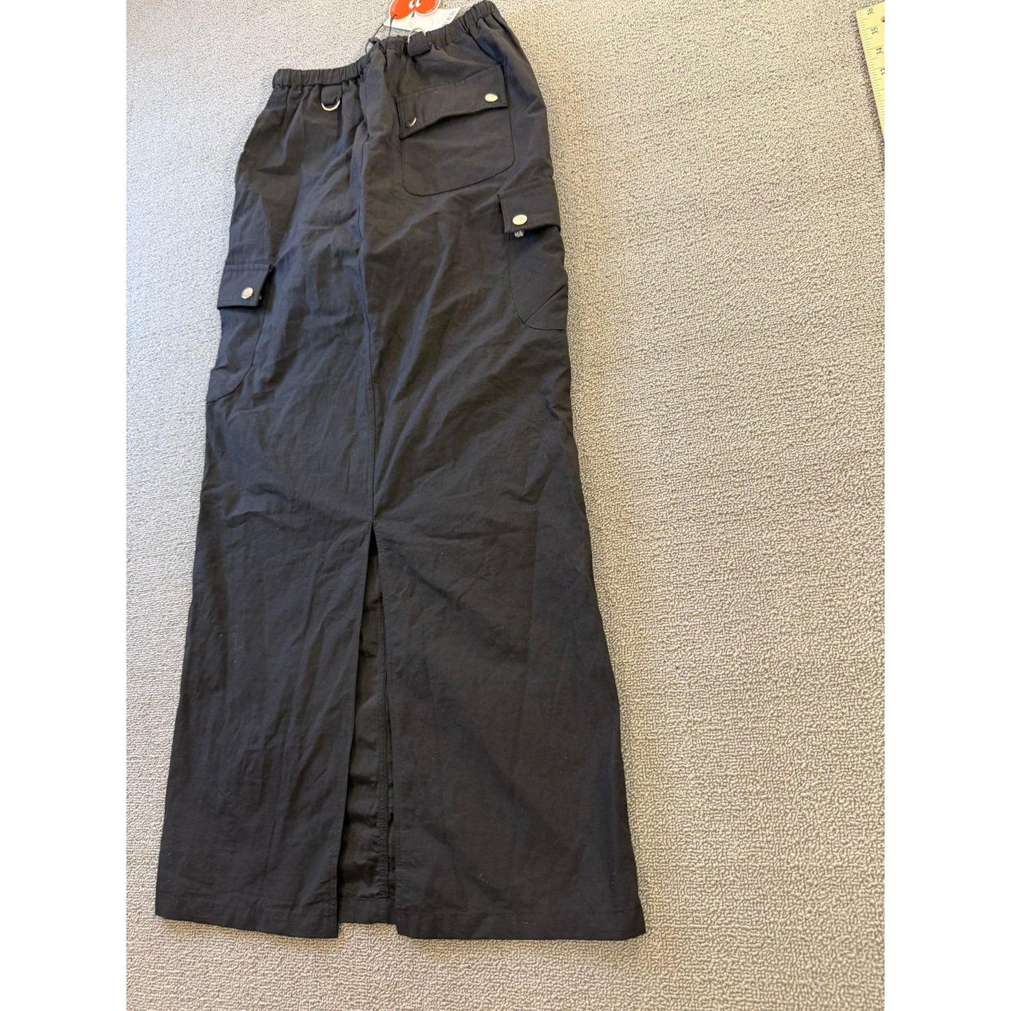CIDER XS Womens Black Cargo Maxi Skirt Casual Adjustable Wais
