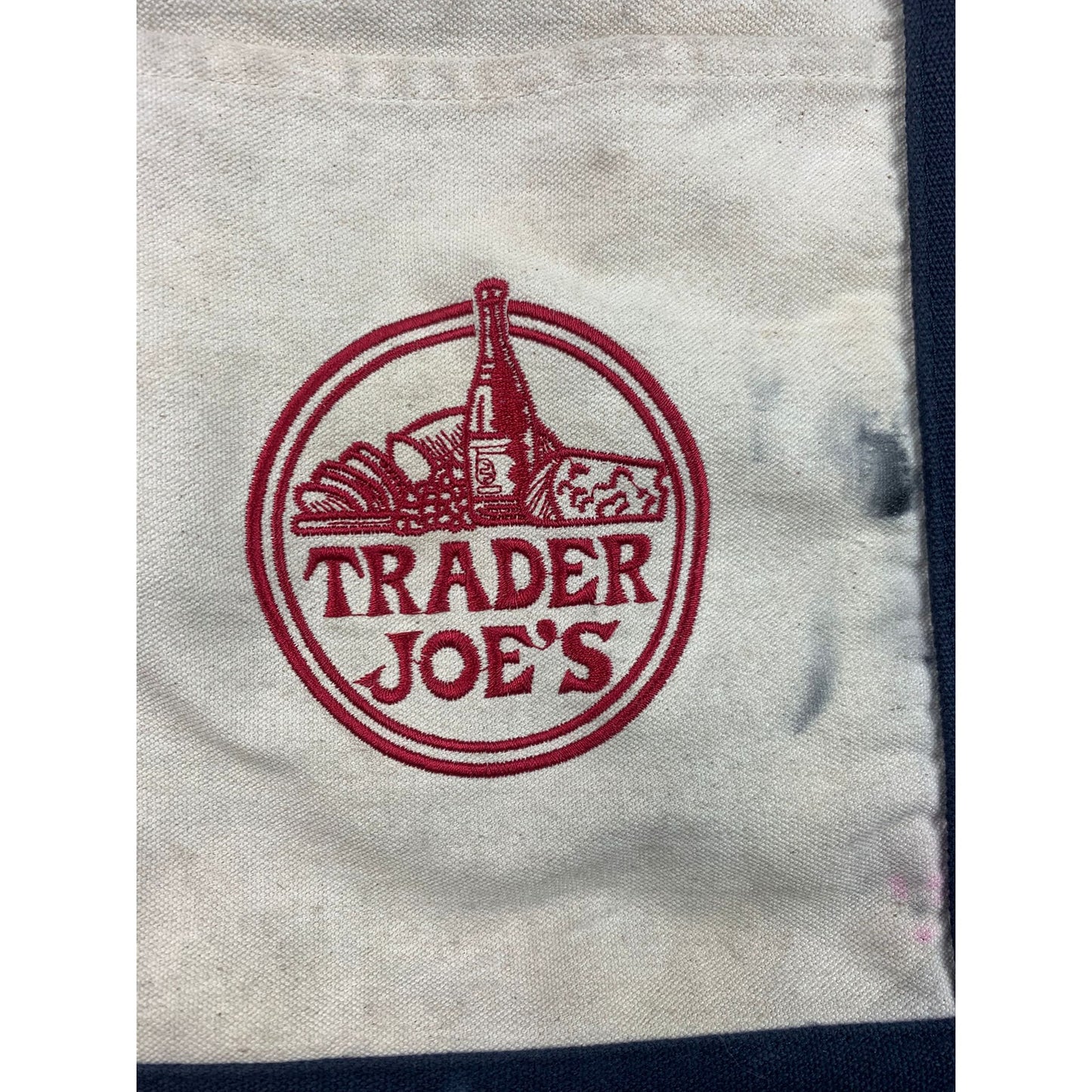 Trader Joe's Women One Size Blue And White Canvas Tote Bag Grocery Bag