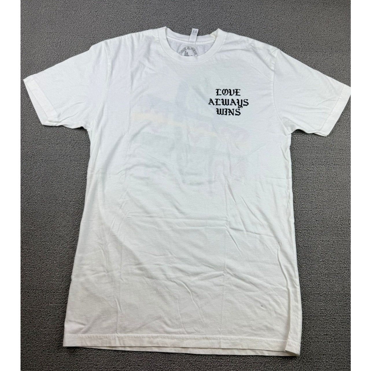 Love Always Wins Women Medium White With Quote Graphic TShirt
